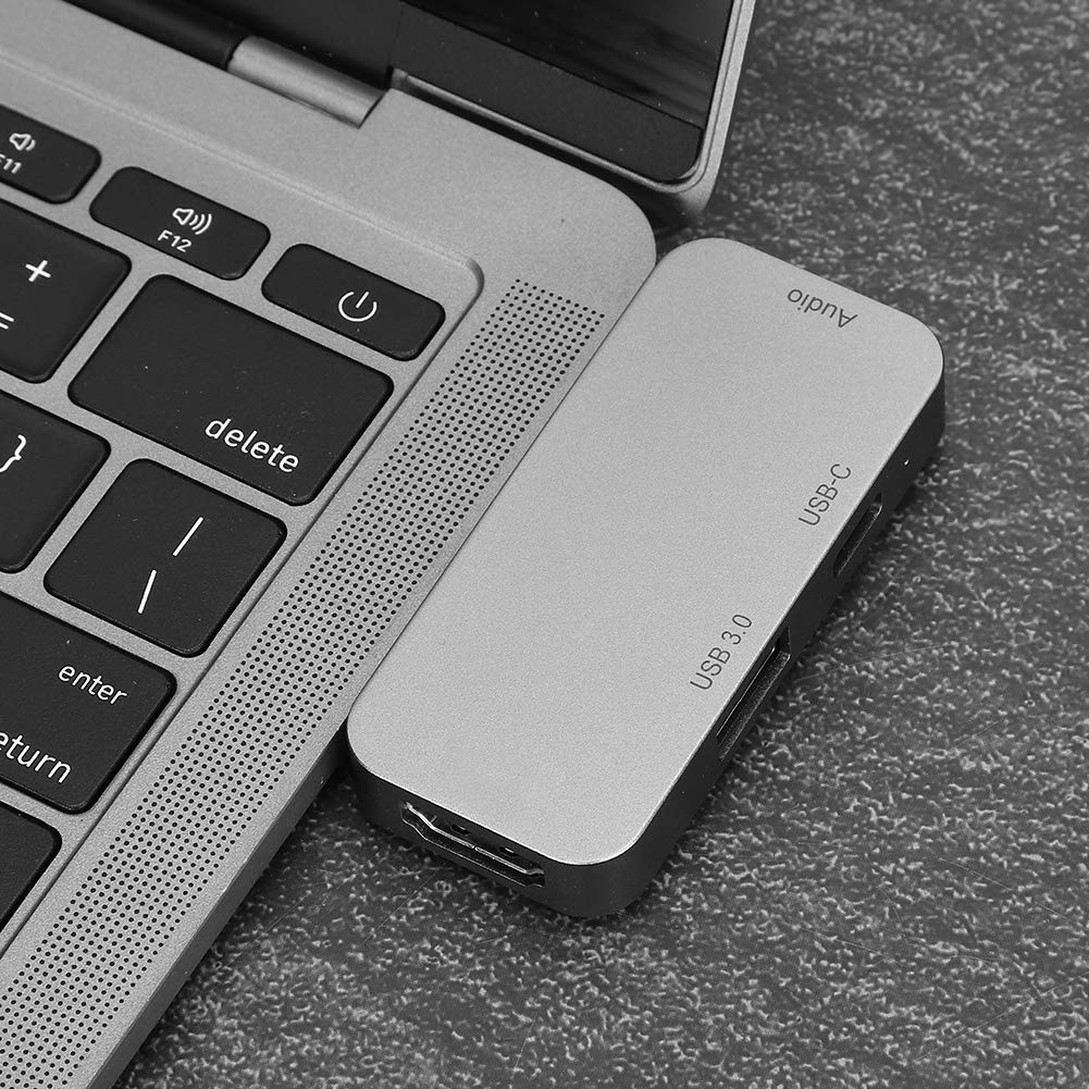 Hub USB C 4 en 1 gris, station d'extension multifonctionnelle, connecteur Type C vers HDMI, 60W PD pour Switch