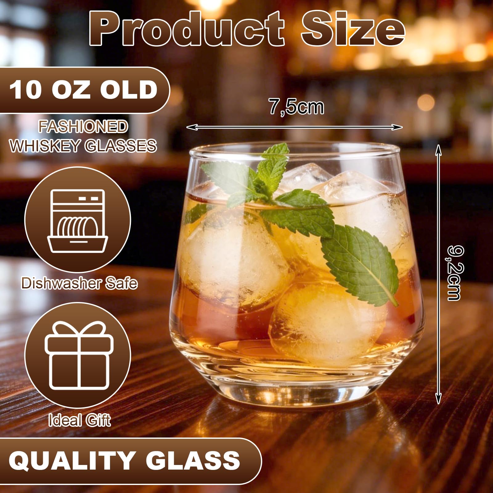 DAJAVE Set di 12 bicchieri da discoteca da 400 ml, bicchieri da whisky, set da 12 bicchieri da whisky, bicchieri da cocktail, riutilizzabili, lavabili in lavastoviglie