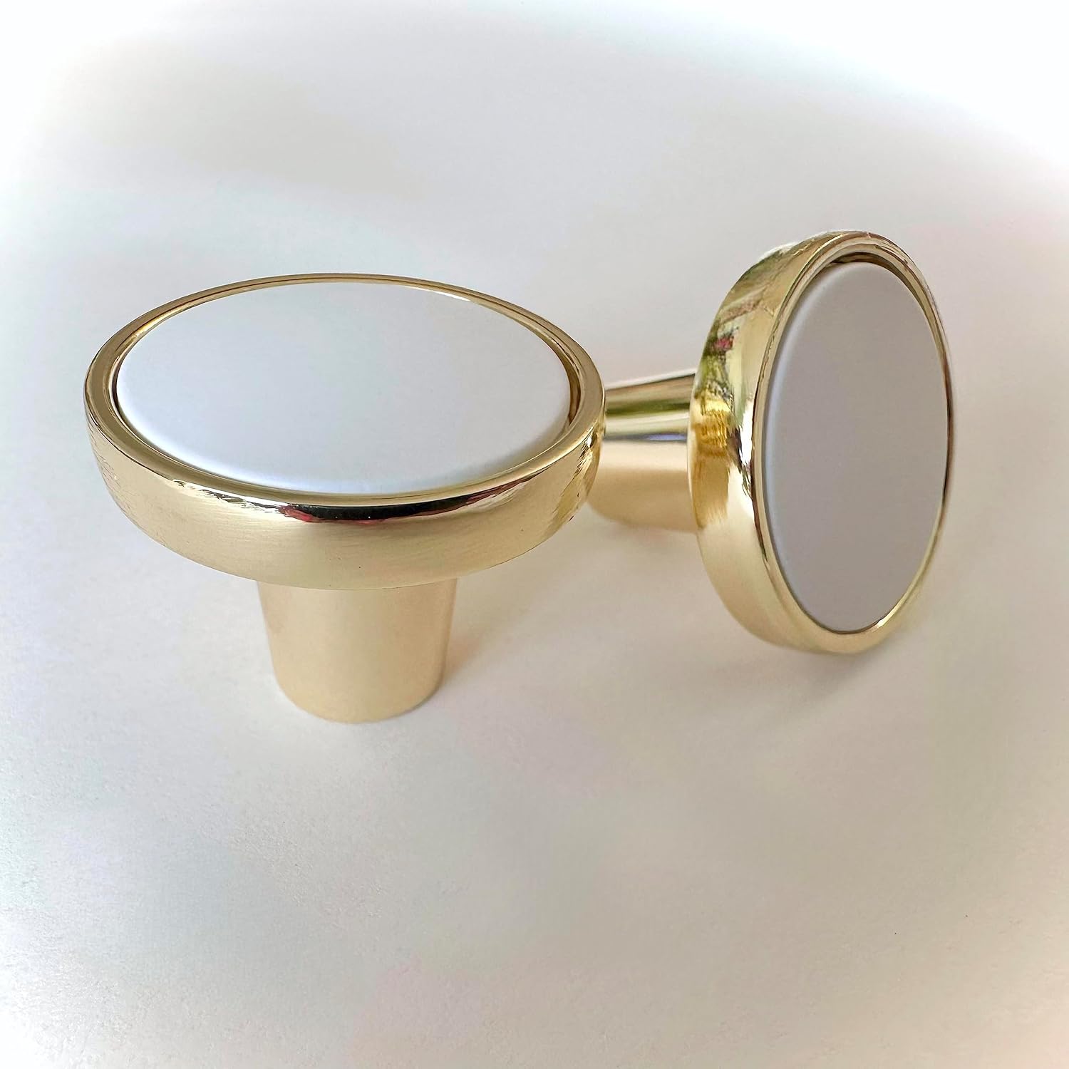 Gold Knobs for Kitchen Cabinets, Bathroom Vanities and Dresser Drawers, DIY, (Gold+White, 10 pack)