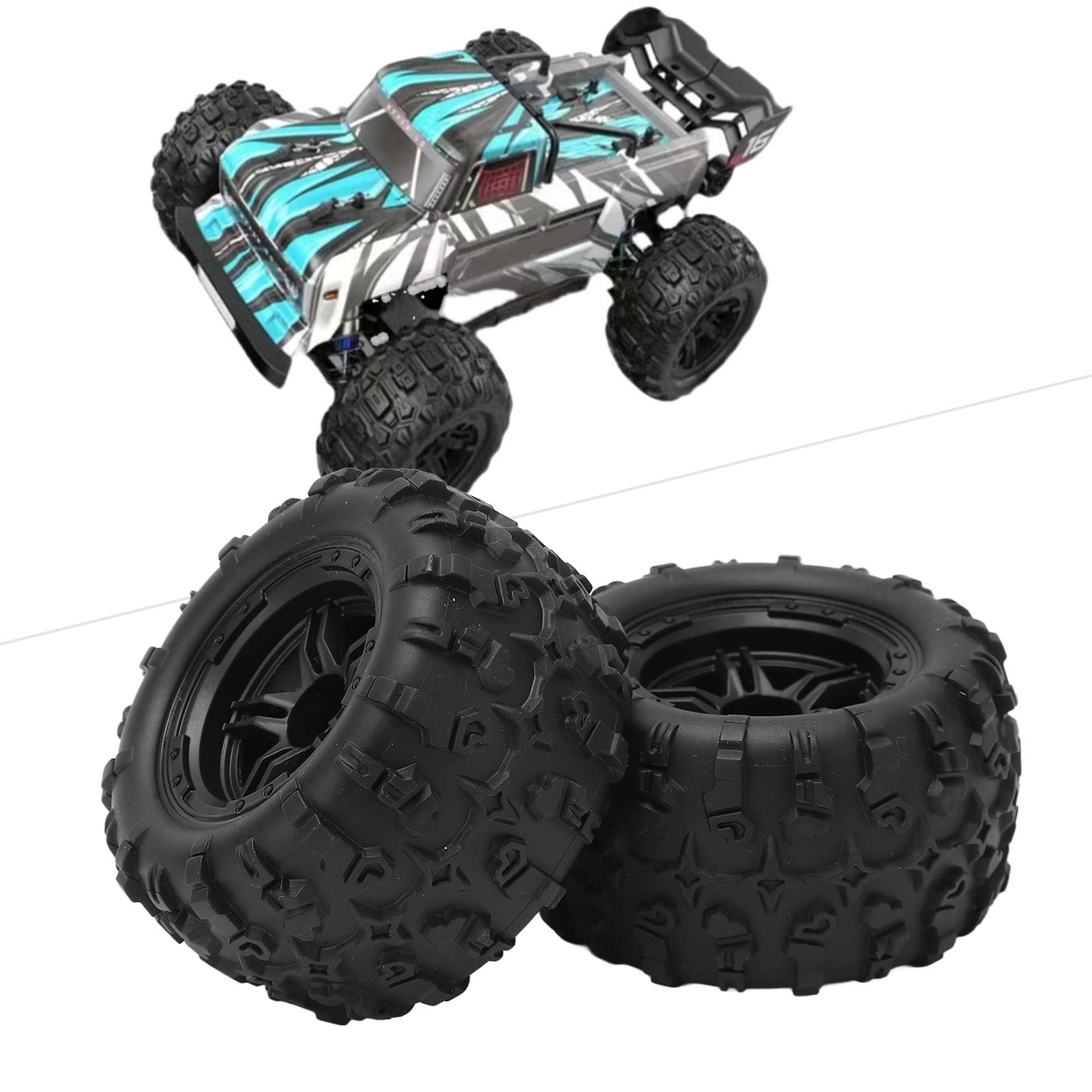 Pneus de Voiture 1/16 RC, Roues de Voiture 1/16 RC Noir de Remplacement pour Routes Accidentées