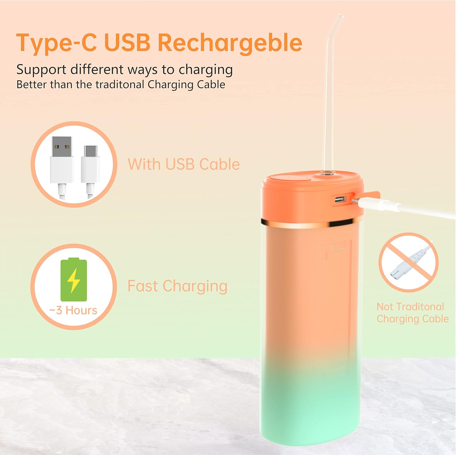 Cordless Water Flosser Portable Oral Irrigator Rechargeable Teeth Cleaner Pick for Braces & Bridges - 4 Modes, IPX7 Waterproof, Collapsible Water Tank for Travel and Home : Beauty & Personal Care