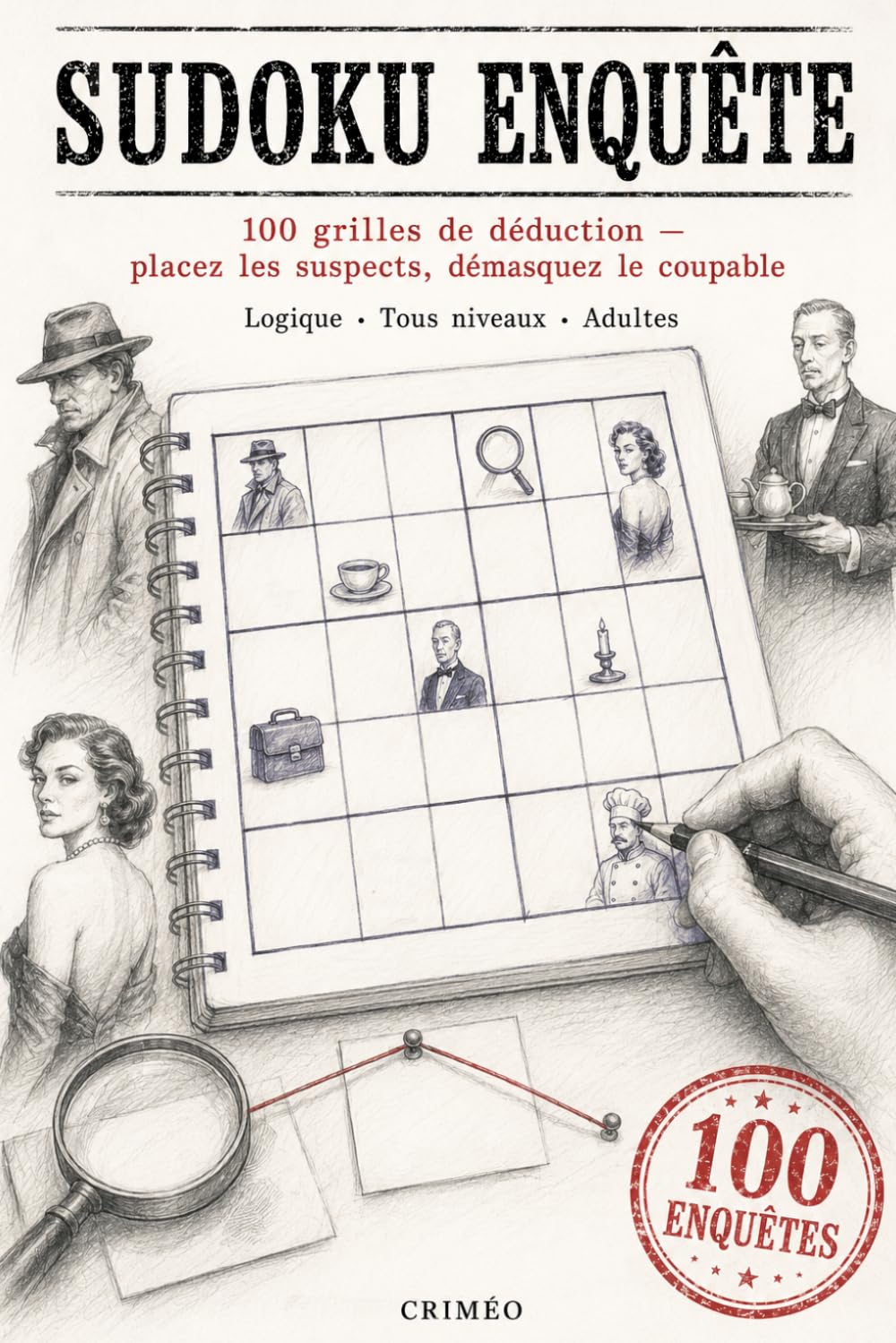 Sudoku Enquête: 100 enquêtes criminelles à résoudre — placez les suspects, démasquez le coupable — jeu de logique et de déduction pour adultes