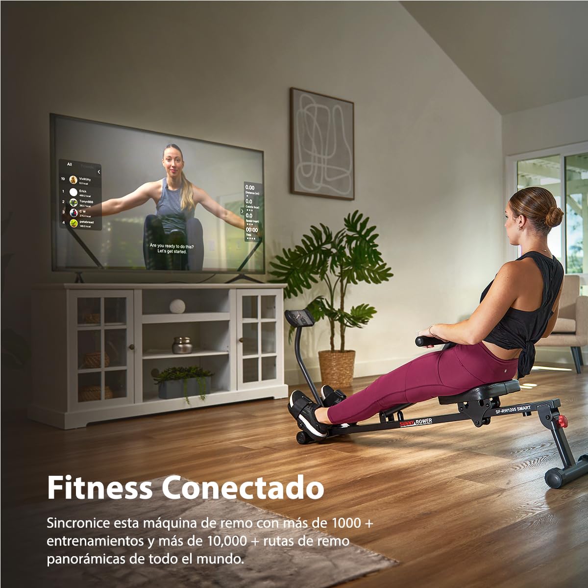 Sunny Health & Fitness Máquina de Remo Compacta y Ajustable, Equipo de Ejercicio Cardiovascular con 12 Niveles de Resistencia para Entrenamientos Corporales Completos y Opcional SunnyFit App Gratuita | Cardio de Cuerpo Completo, Suave con las Articulacion