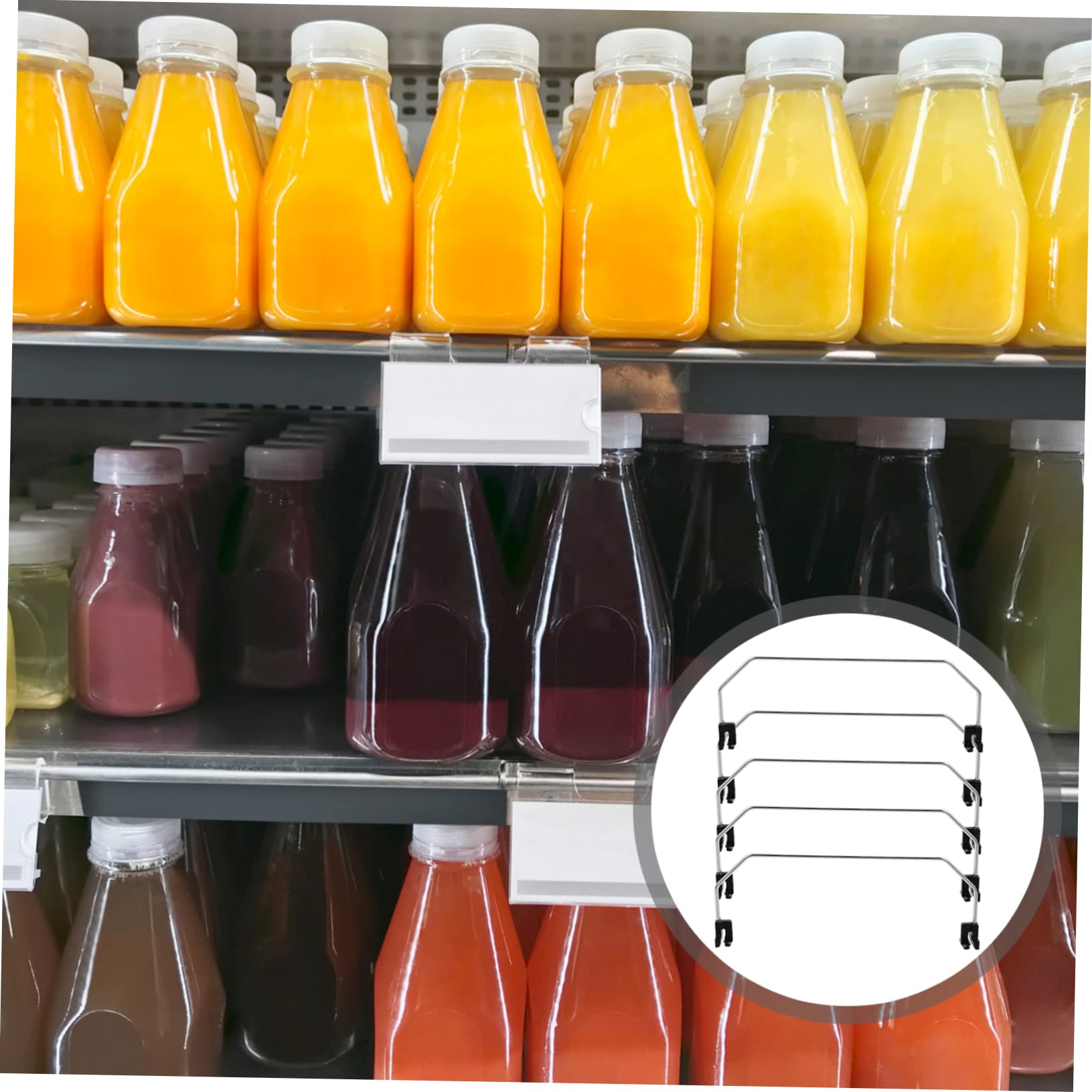 OFFSCH 1set Galvanized Iron Supermarket Shelf Divider Stable Storage Organizer for Kitchen Bedroom and Convenience Store for Classifying Seasoning Bottles Clothes and Sundries 5pcs