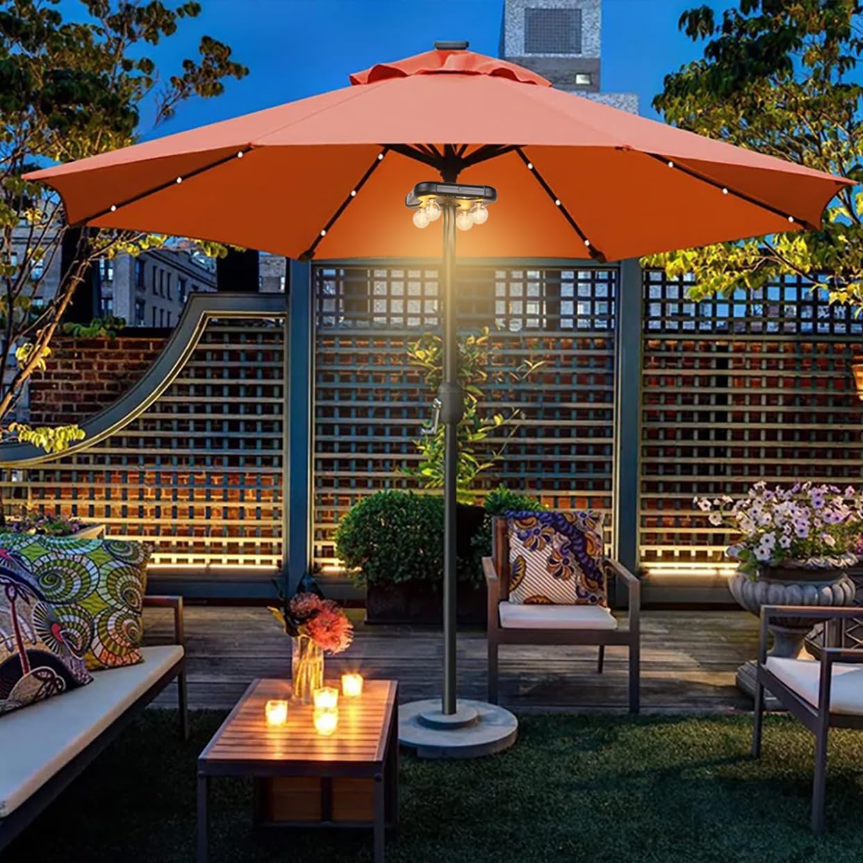 Luce a LED per ombrellone da patio a batteria con lampadine G40, 3 luci per ombrellone senza fili per cortile, tende da campeggio, barbecue o uso interno