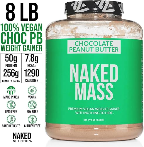 Vista 18 de Naked Vegan Mass - Proteína en polvo natural vegana, 8 libras a granel, sin OMG, sin gluten, sin soja y sin lácteos. Sin ingredientes artificiales