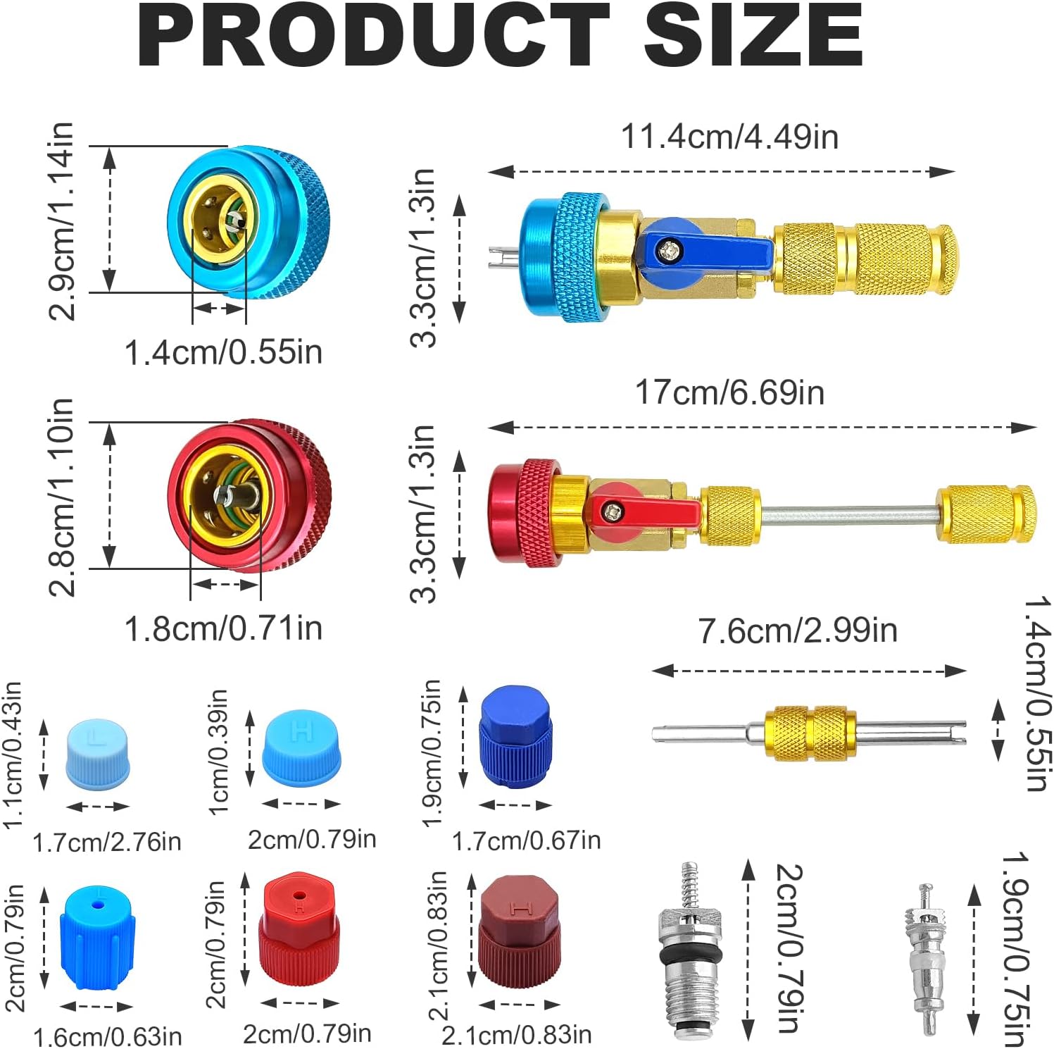 31Pcs A/C Valve Core Tool Kit R134A Remover Installer Set