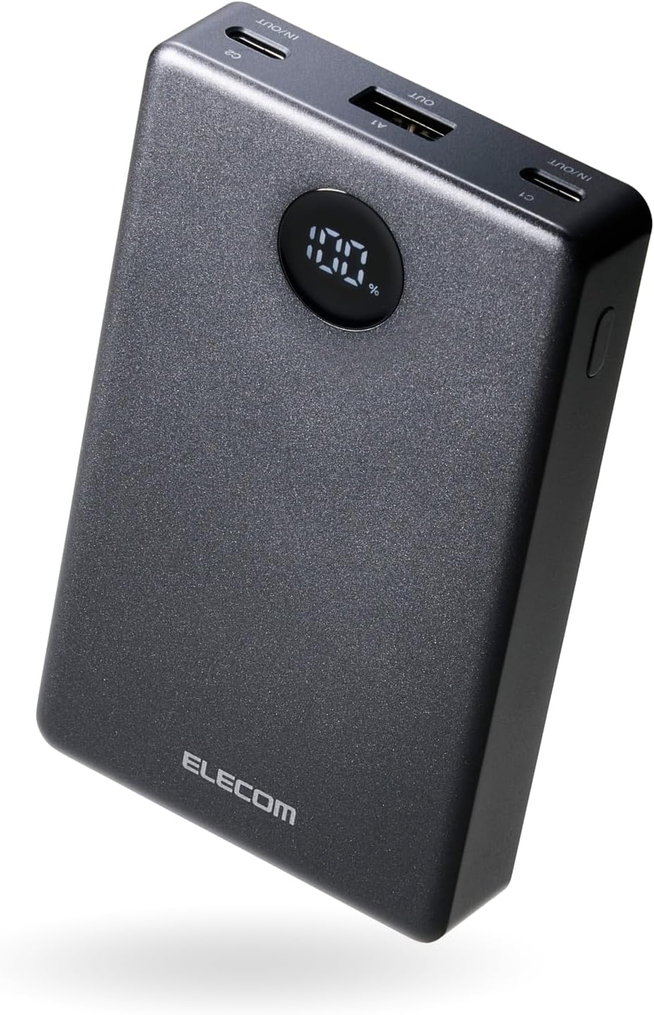 Elecom EC-C61MN Semi-Solid Battery, Mobile Battery, 10,000 mAh, PD35W, Type-C USB-A, Flame Resistant, Safety Design, Long Life, 2,000 Cycles, Simultaneous Charging, Remaining Charge Display, Lightweight, 7.8 oz (220 g), PSE Certified, Carry-on Compatible, iPhone Compatible, Midnight