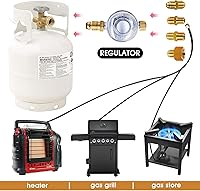 Vista 4 de MCAMPAS F276136 Regulador de baja presión de propano 11 "W.C, manguera de propano multifunción 1/4" y 1/2" y 3/8" adaptador universal de conversión