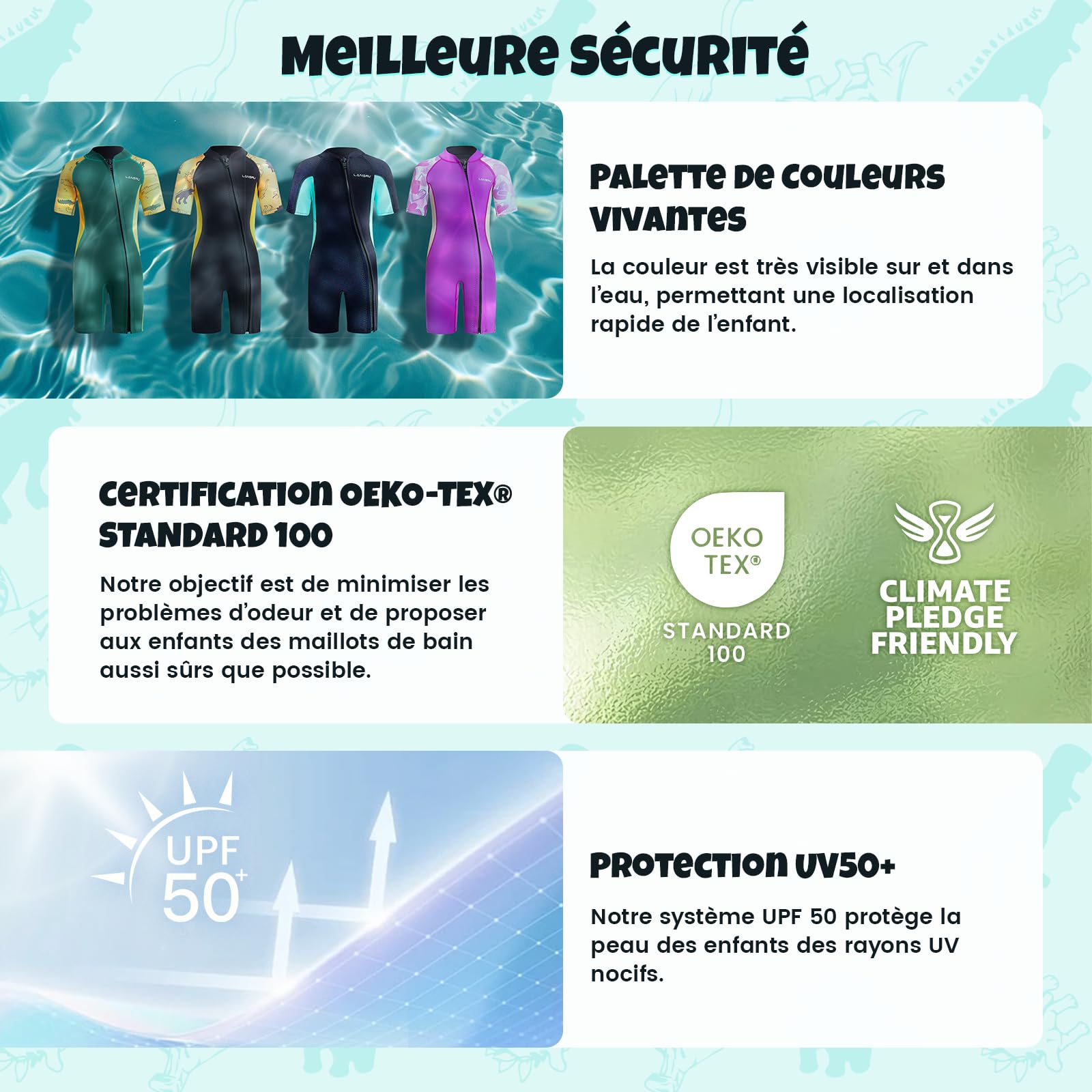 Combinaison Courte en néoprène SCR de 2,5 mm pour Enfants avec Protection UV, Fermeture éclair Oblique à l'avant, Garde Les Adolescents au Chaud dans l'eau Froide
