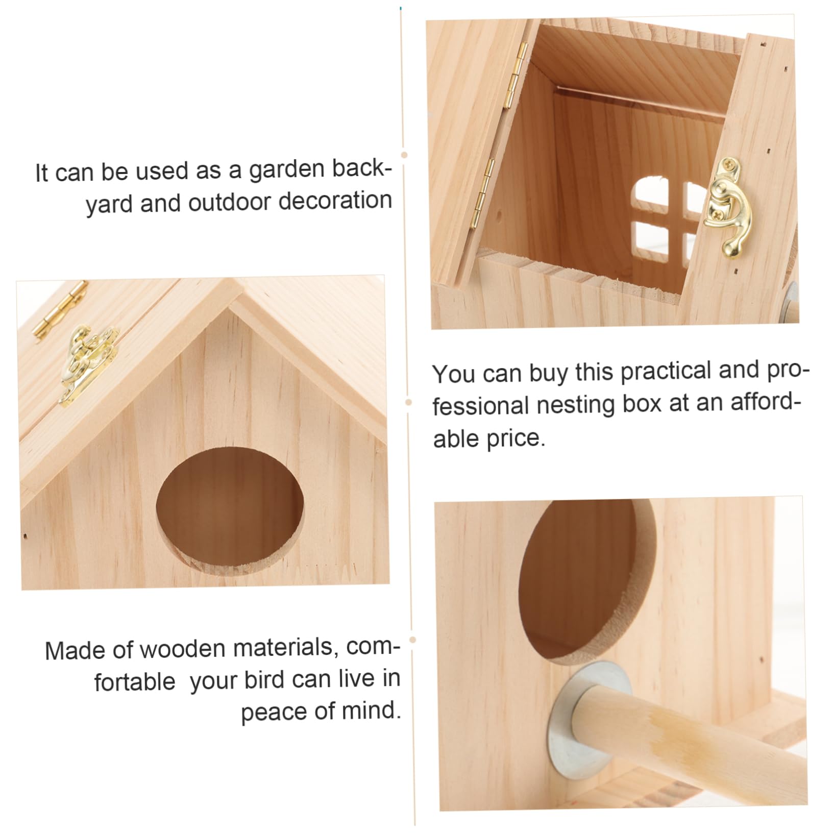 Angoily Caja Terrario De Aves Nido De Pájaro De Madera Criadero De Madera Casa De Pájaros De Madera Juguetes De Aves para Periquitos Pájaro Loro Colgante G5