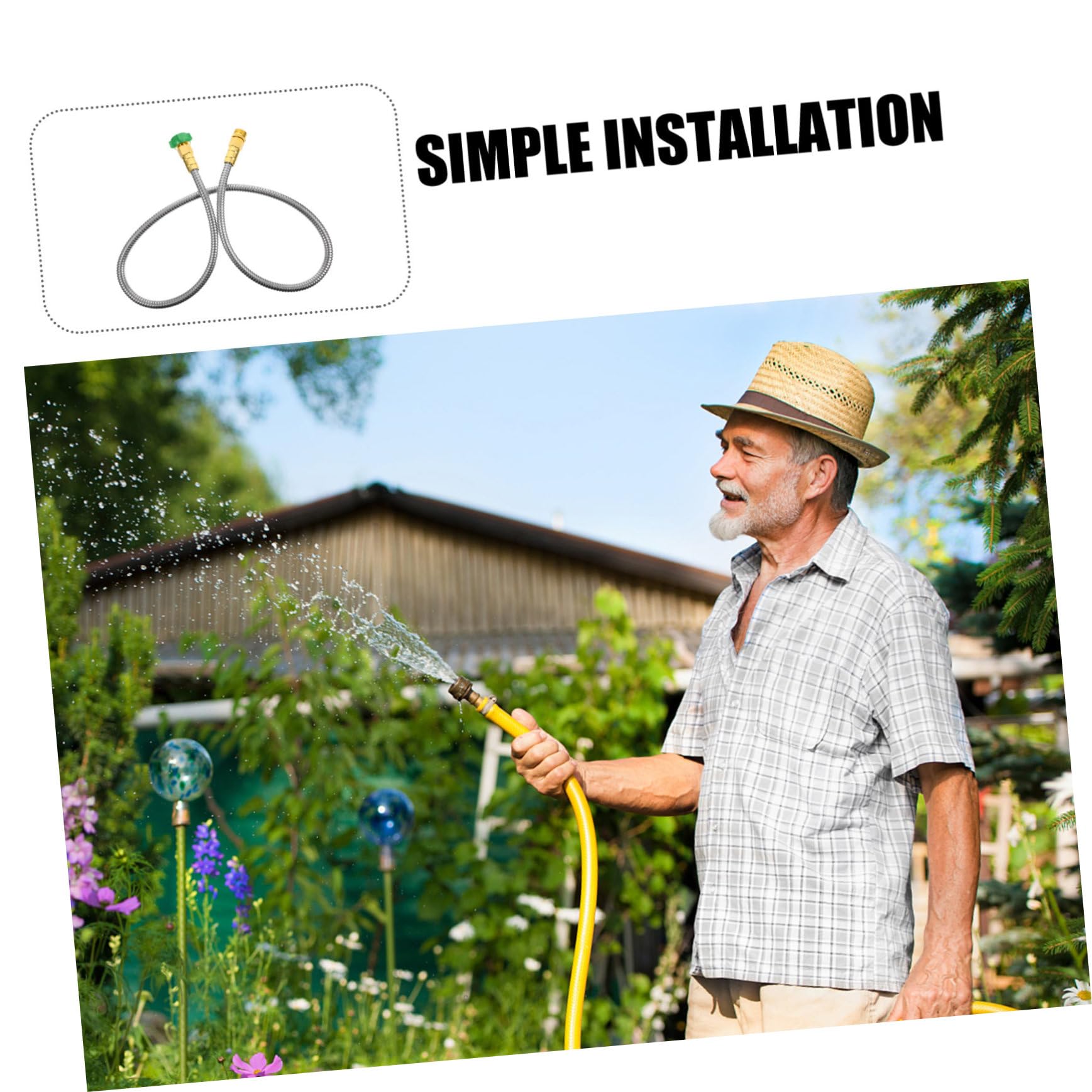 Flexibler aus Metall Edelstahl Verlängerung Gartenschlauch 1,5m 3/8 Innendurchmesser 5/8 Außendurchmesser Einfach zu Lagern und Entfernen für Gartenbewässerung