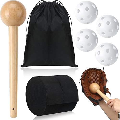 Kit de 7 manoplas de guantes de béisbol para receptores de sóftbol guantes que se rompen y moldean mango de madera unido bolsa de almacenamiento de