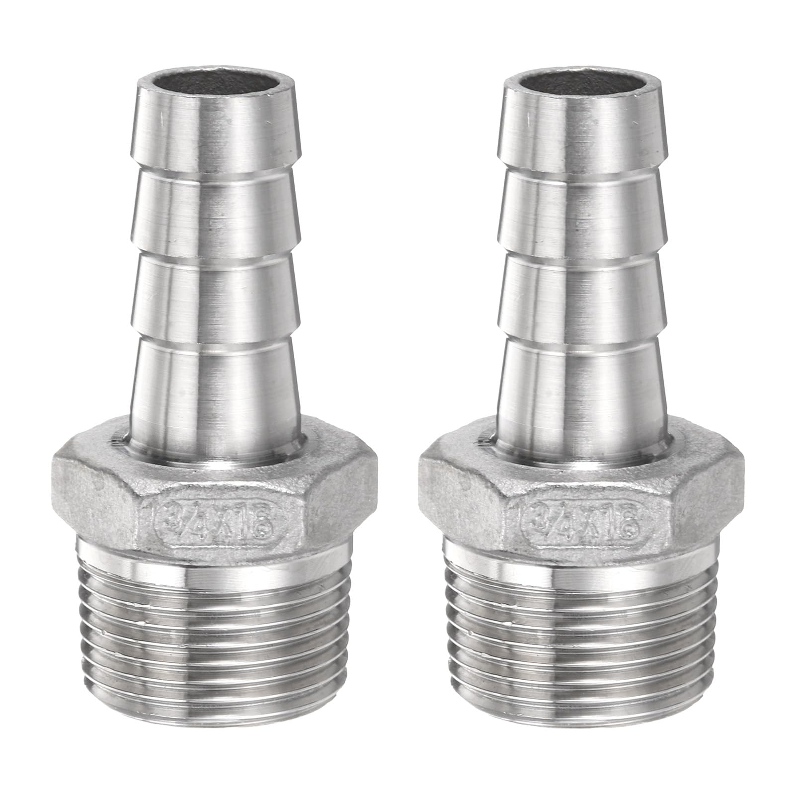 HARFINGTON 2pcs Stainless Steel Hose Barb Fitting 0.6" (16mm) Barbed x g 3/4" Male Pipe Fitting Air Hose Barb Fittings Coupler Thread Connector Adapter for Water Fuel