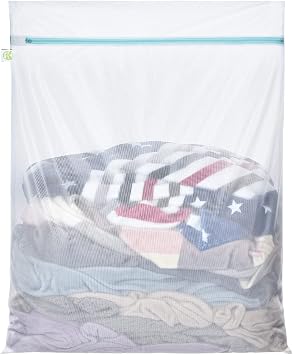 OTraki Large Mesh Laundry Bags 28x35 inch Zipper Mesh Lingerie Bags for Washing Delicates Net Laundry Mesh Bag Machine Washable for Dorm Hotel Camp Dont Drying, Melting 140-176F, White