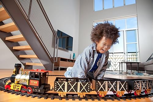 Miniatura 9 de Roxie Juego de tren navideño para niños y adultos con humo, luces y sonidos, kits de tren de Navidad con motor de locomotora de vapor, coche de
