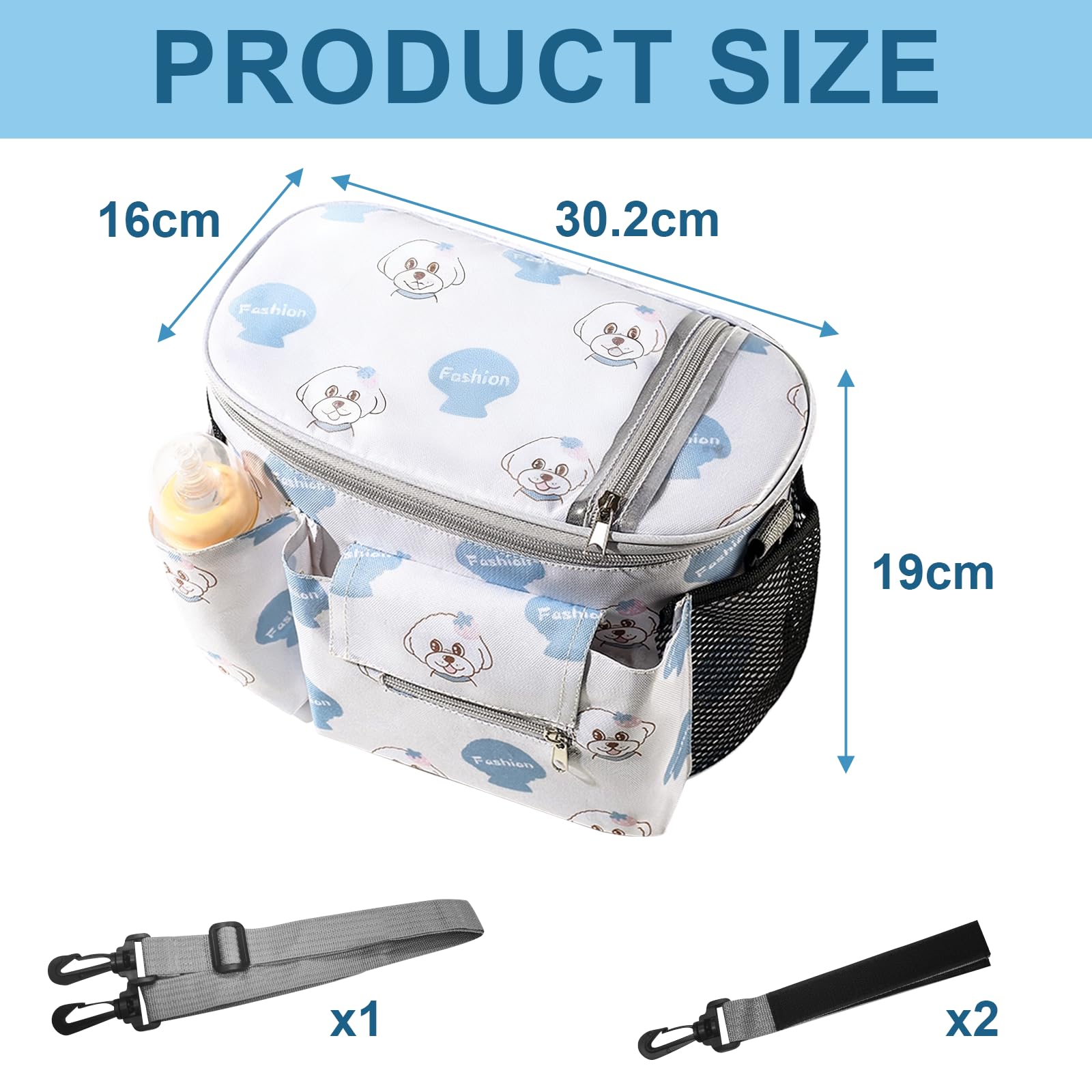 Stroller Bag, Universal Stroller Bag, Stroller Organizer Bag with Cup Holder and Tissue Pocket - Image 2