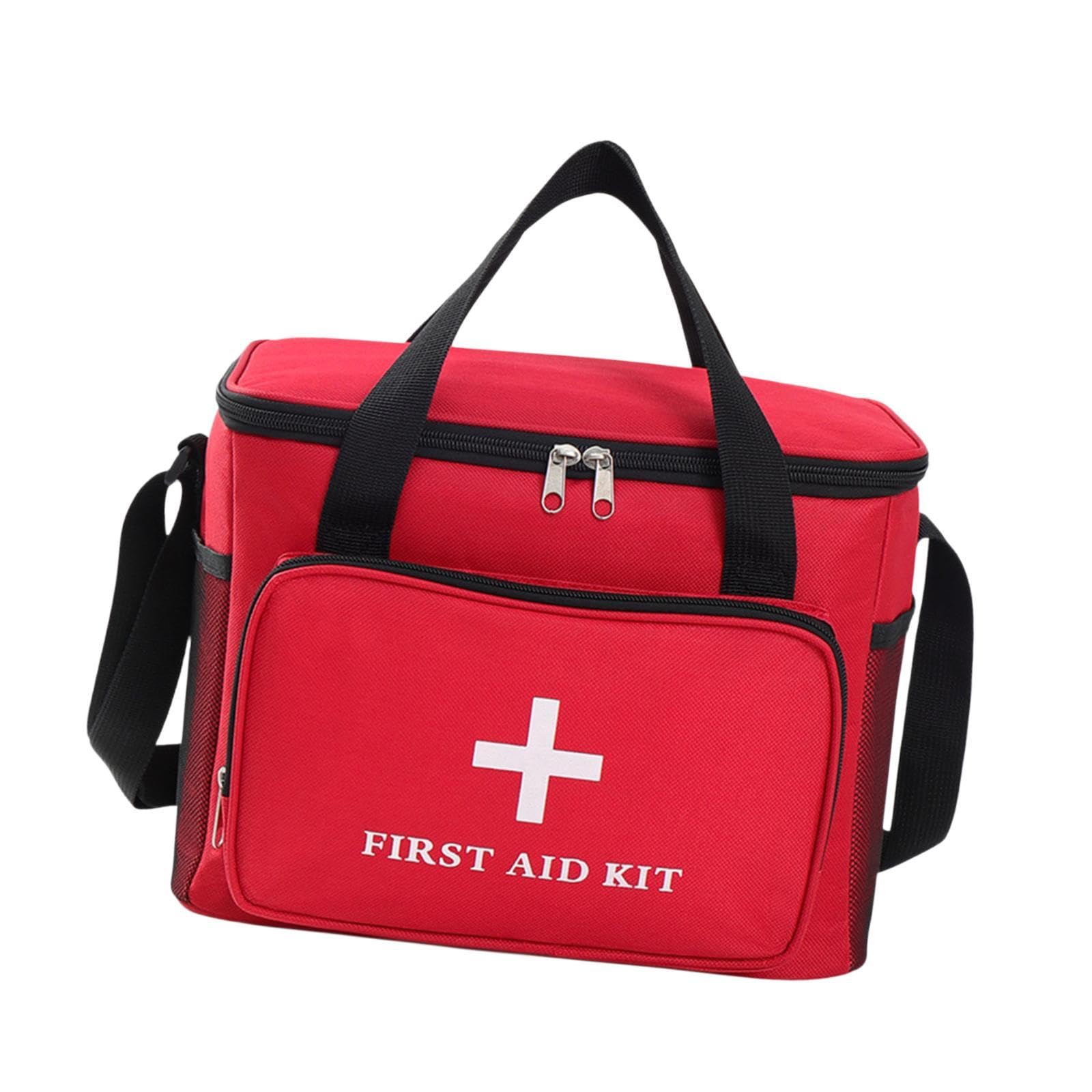 MERIGLARE Empty First Aid Bag Health Nurse Bag Large Capacity Lightweight Multi Pockets Utility Pouch for Outdoor Activities Boating, red