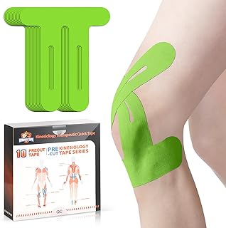 Cinta precortada para rodilla, 10 unidades, precortada, respetuosa con la piel, con perfecta comodidad, resistente al agua y elástica, para el dolor de rodilla, color verde