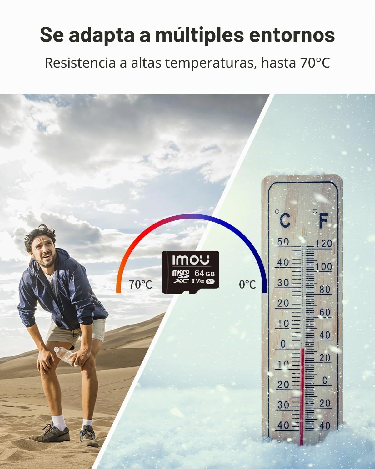 Imou Tarjeta de Memoria Micro 64 GB SDXC Imou Fast Full HD de hasta 95/25 MB/s Adaptador SD Clase 30 UHS-I para teléfono Inteligente, Tableta, cámara de acción, dron y computadora portátil (64 GB)