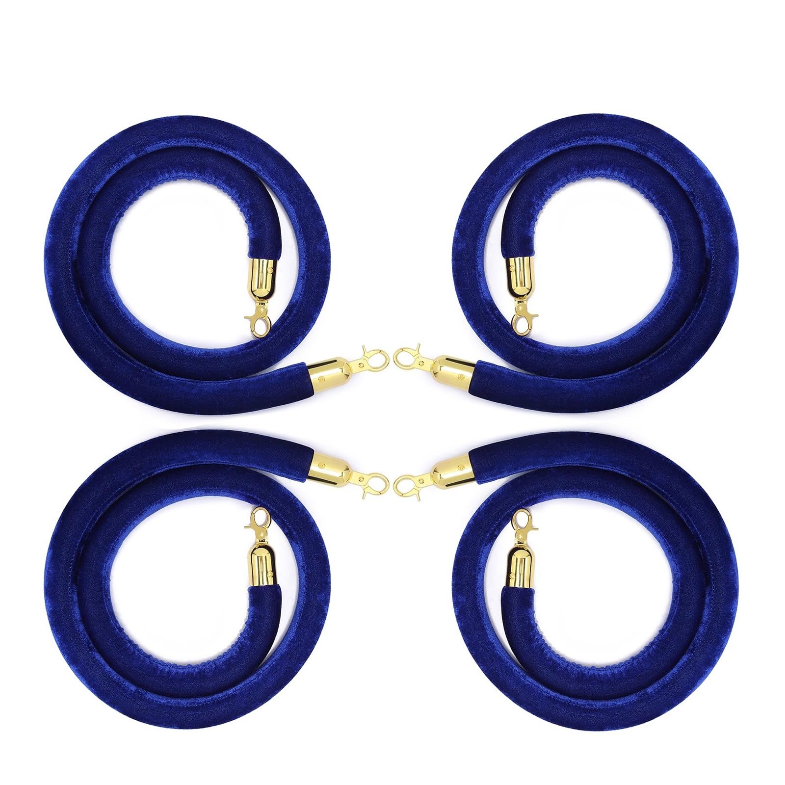 Corde de Velours avec Crochets Dorés pour Barrières de Guidage et Files d'Attente - Lot de 4