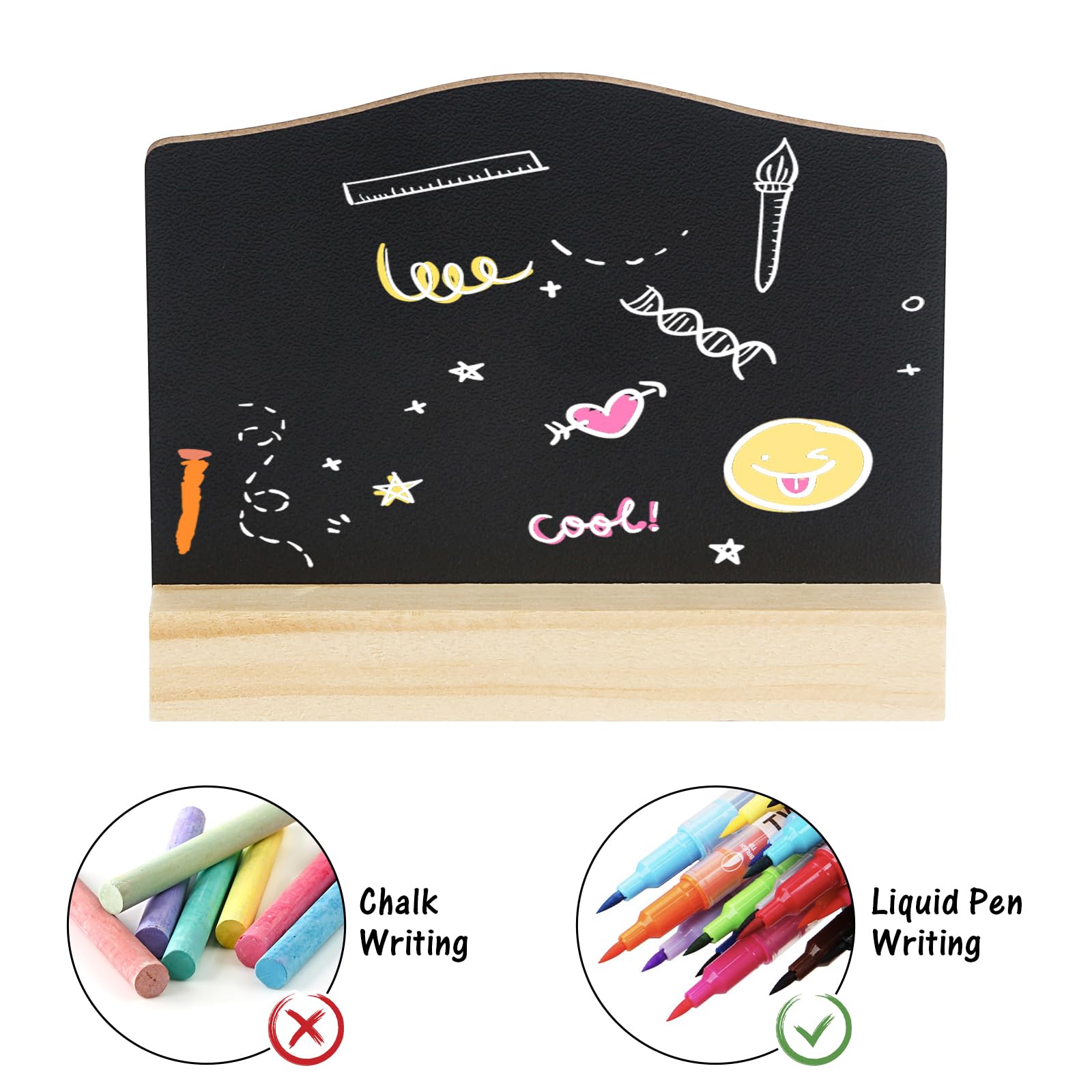 12 Lavagnette Mini Con Base In Legno - Perfecte Per Feste, Menu E Segnaposto - Foto 4