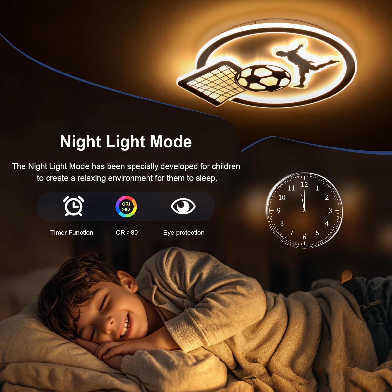 OTREN Football LED Ceiling Light For Kids Bedroom, Dimmable - View #4