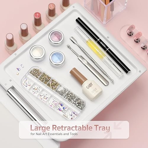 Miniatura 4 de GAOY Lámpara profesional de curado de uñas para salón, luz LED UV para uñas de gel con reposabrazos y bandeja retráctil, 5 temporizadores, pantalla