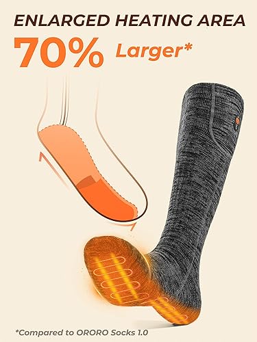 Miniatura 2 de ORORO Calcetines térmicos para hombres y mujeres, calcetines eléctricos recargables para pies fríos
