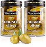 Tuscanini Premium Italian Cerignola Whole Green Jumbo Olives, 10.9oz (2 Pack) | Mild & Smooth Flavor | Imported from Italy | Kosher