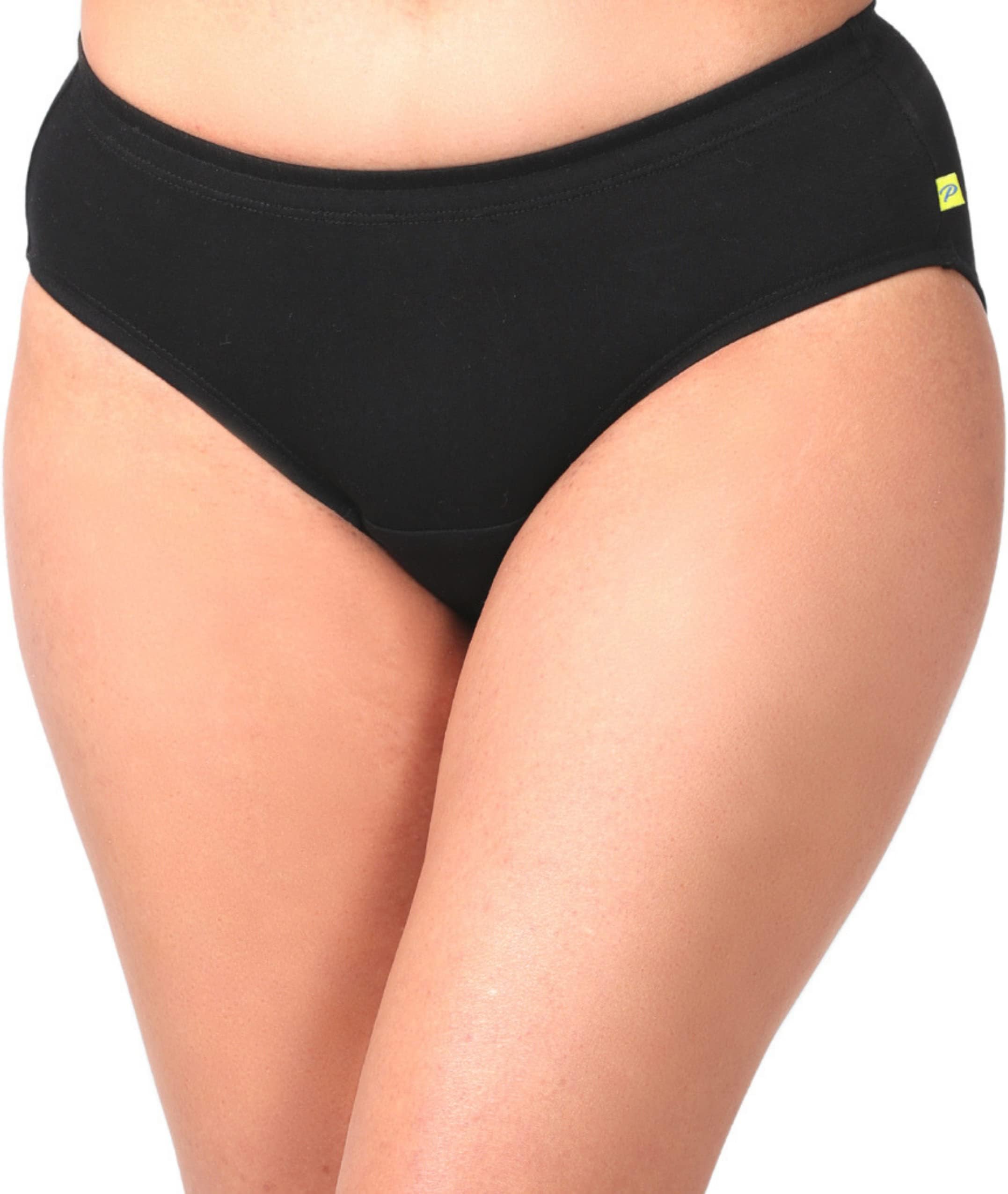 Pristine Life Incontinence Underwear | Wash & Reuse | Absorbs Light Urine Leaks | Anti Bacterial,Hygienic & LeakProof | Comfy Cotton |Black|Pack Of 1 | 3XL
