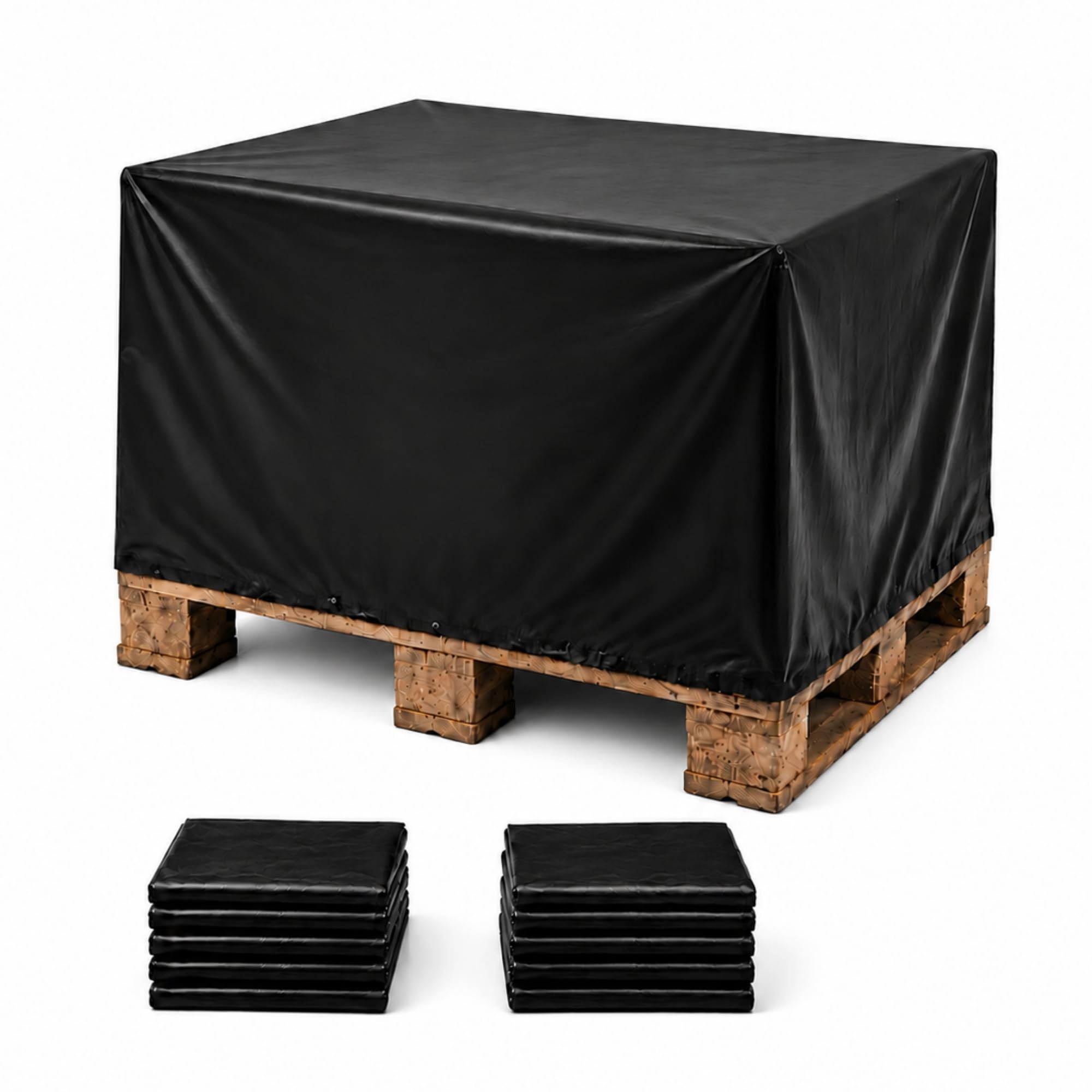 Palettenhaube 130x90x90 cm, wasserdicht UV-beständig PE schwarz 10x Stück