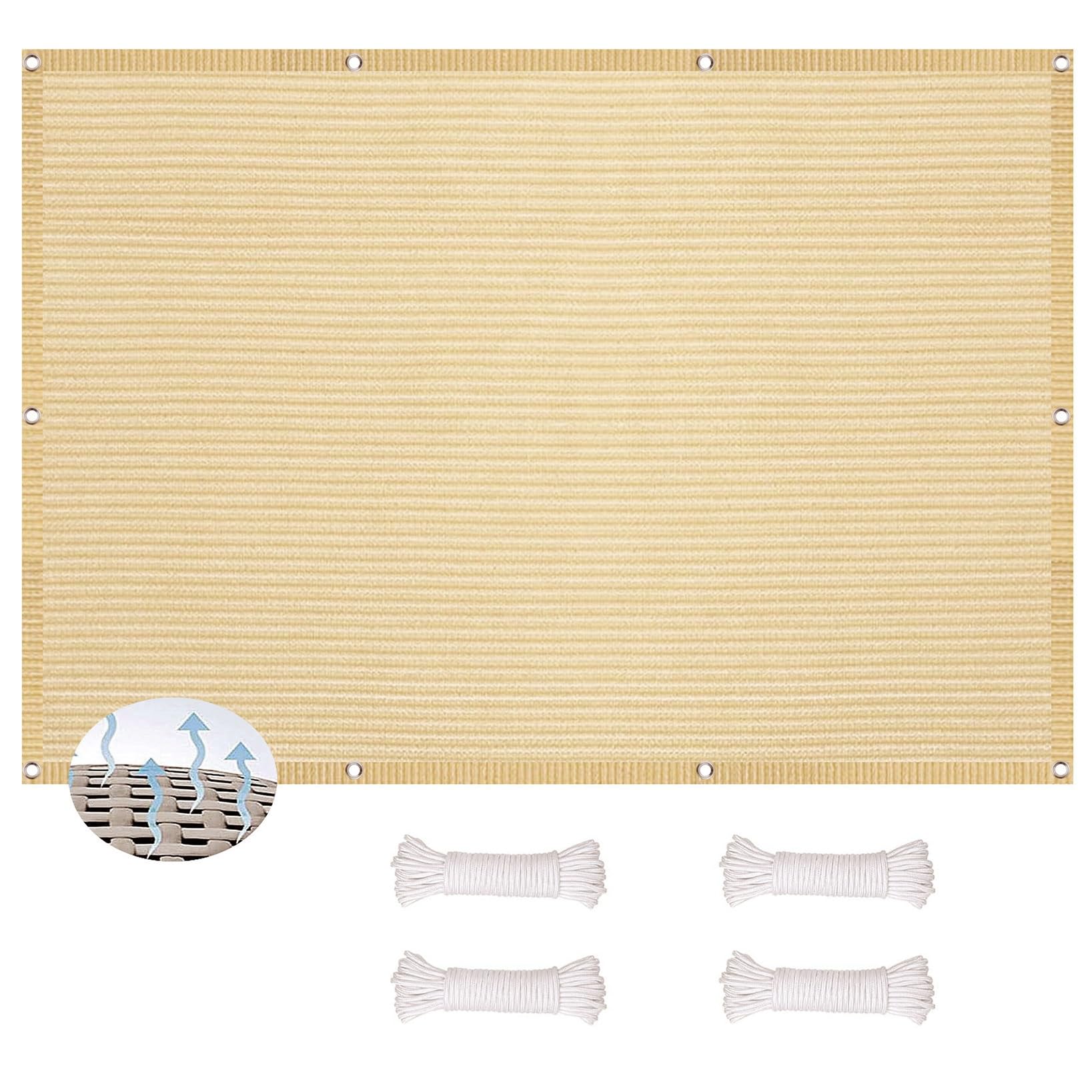 Voile d'ombrage rectangulaire crème pour ombrager une serre et un jardin
