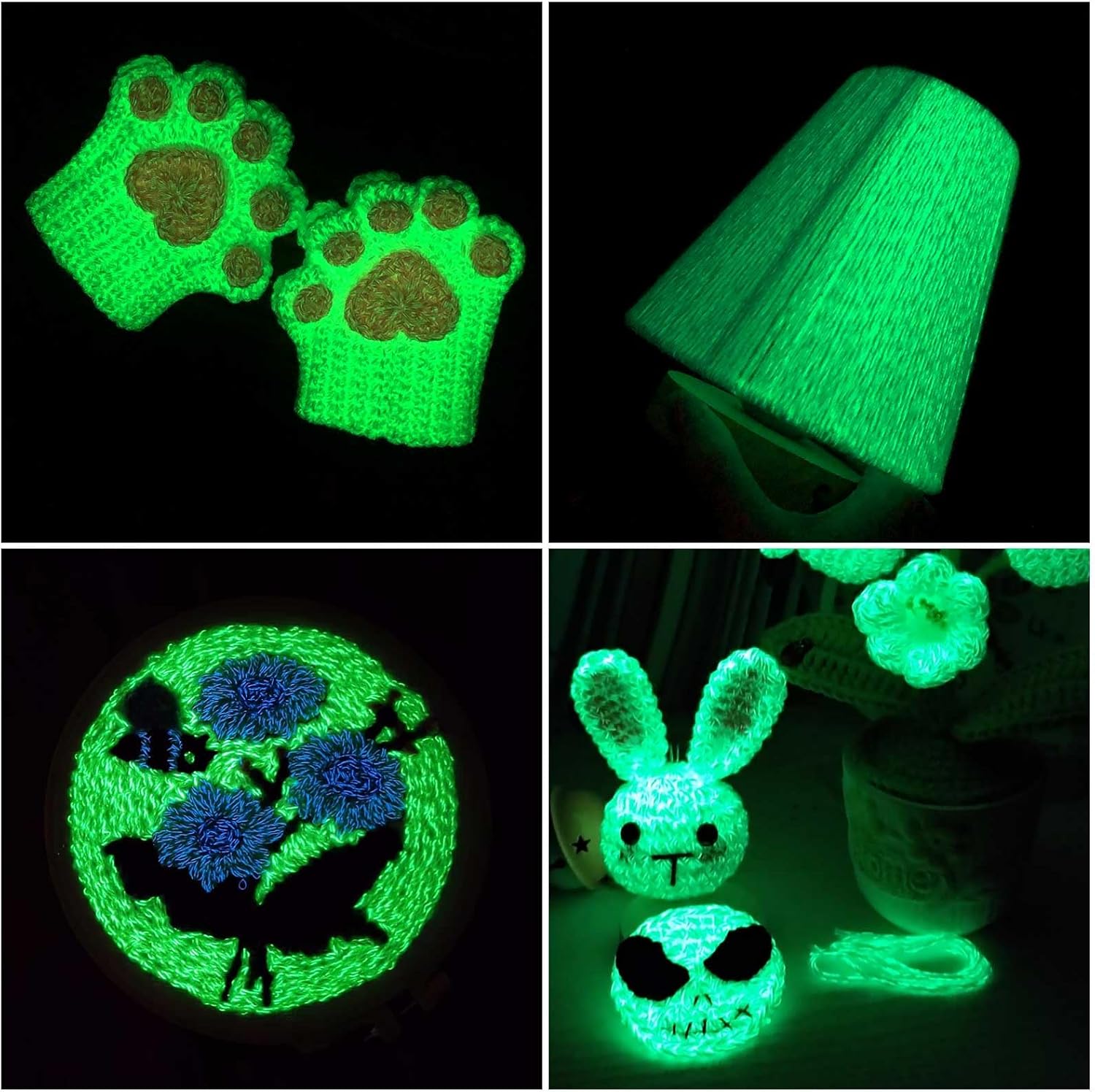 Glow in The Dark Yarn - 5 Pack Colorful-1 (260g/9oz | 273 Yards), Knitting & Crochet Thread for DIY Crafts, Christmas Gifts, Doll Making (Army Green)