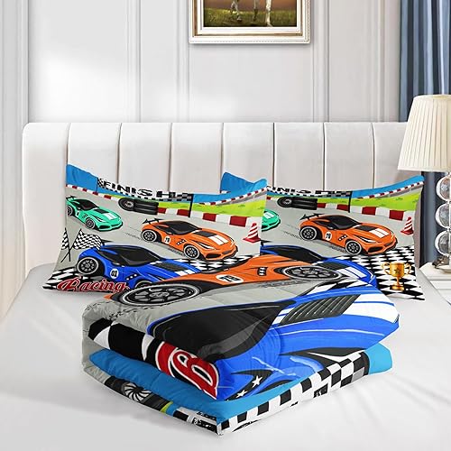 Vista 374 de Axolotl Kid Comforter Set Twin Size,Racing Car Bedding Set for Boys Girls Teen Kids Children Racing Gifts,Race Cars Quilt Bed Set with 1 Comforter 2