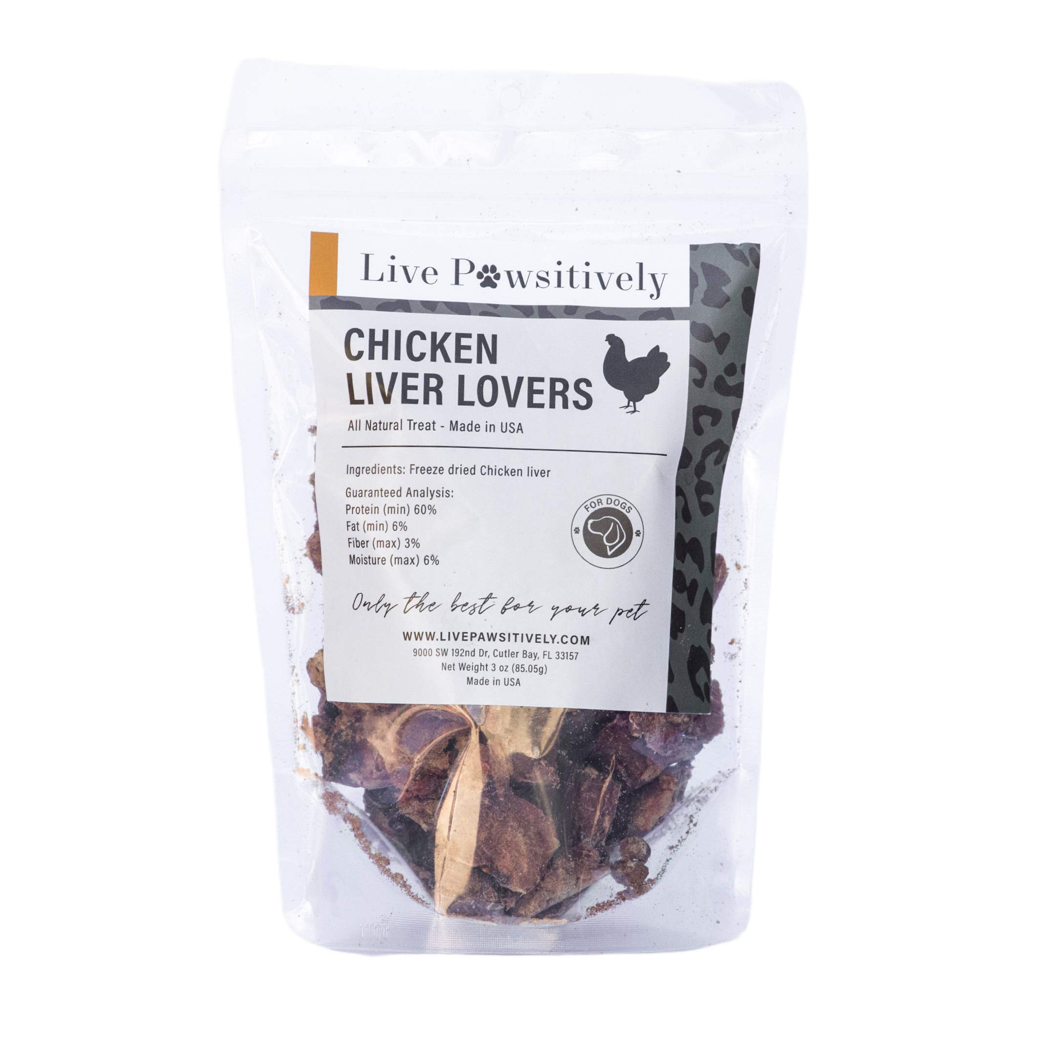All-Natural Treat for Dogs & Cats, Single Ingredient, Picky Eaters, Grain & Gluten Free, Freeze Dried Chicken Liver, No Preservatives, Made in USA