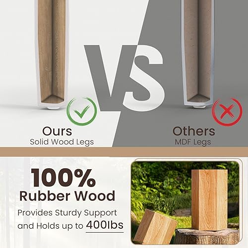 Miniatura 6 de NAFORT Juego de 2 sillas de comedor de madera maciza, sillas laterales de cocina con respaldo de escalera alta con carga máxima de 400 libras,