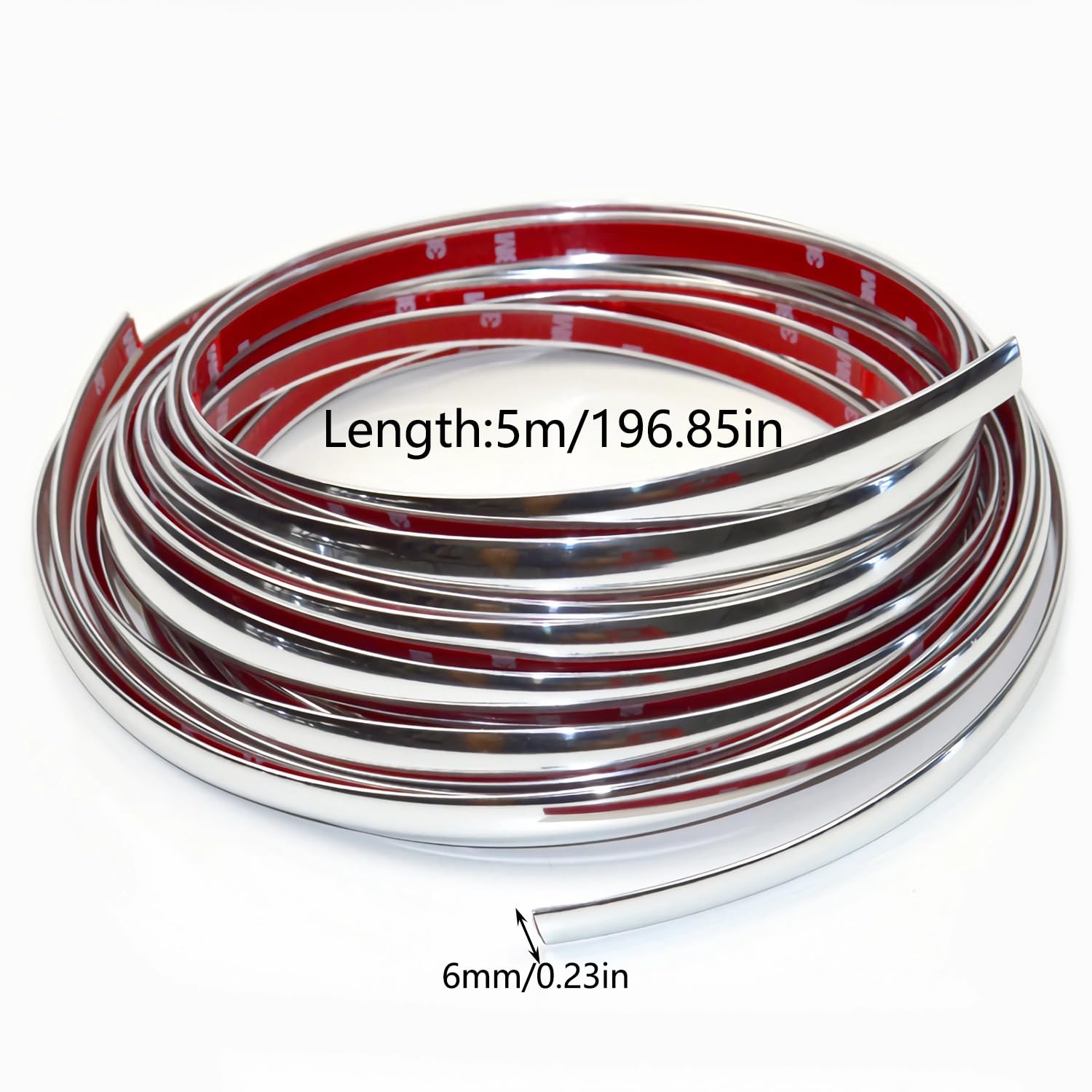 Striscia Adesiva Cromata Auto 6mm*5M Striscia Decorativa per Auto Cromata per la Decorazione Esterna dei Finestrini Della Carrozzeria (6mm*5M)