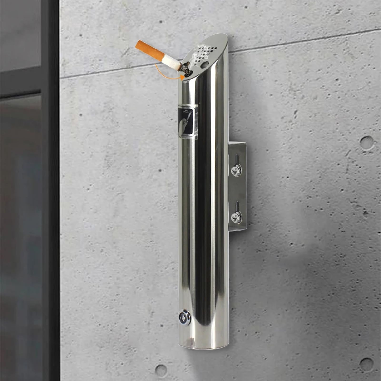 Wall mounted ashtray, Outdoor Lockable Stainless Steel Wall Mounted Ashtray - Durable Cigarette Disposal Bin for Public and Patio Use