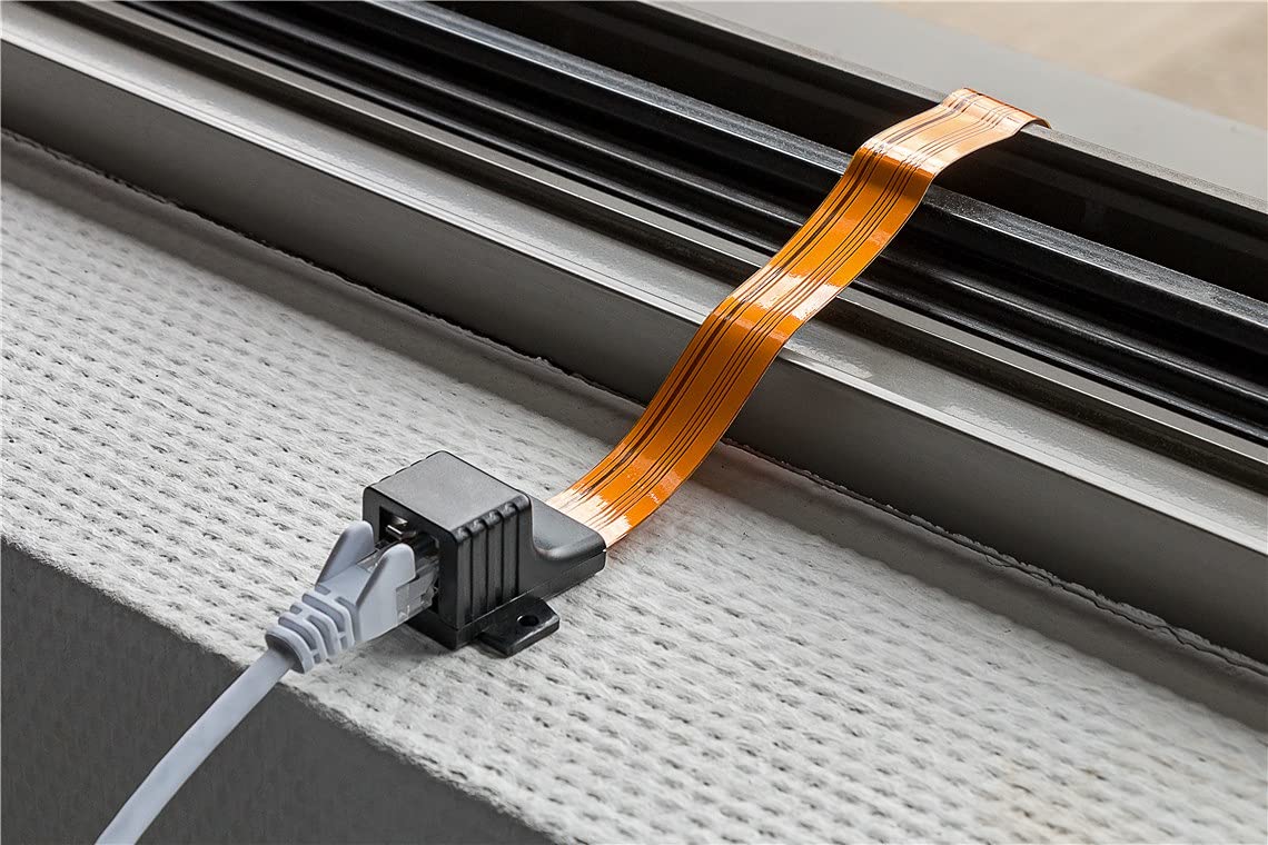 Goobay 71413 RJ45 przepust okienny Ultra-Slim, do układania połączeń sieciowych między ramą okienną