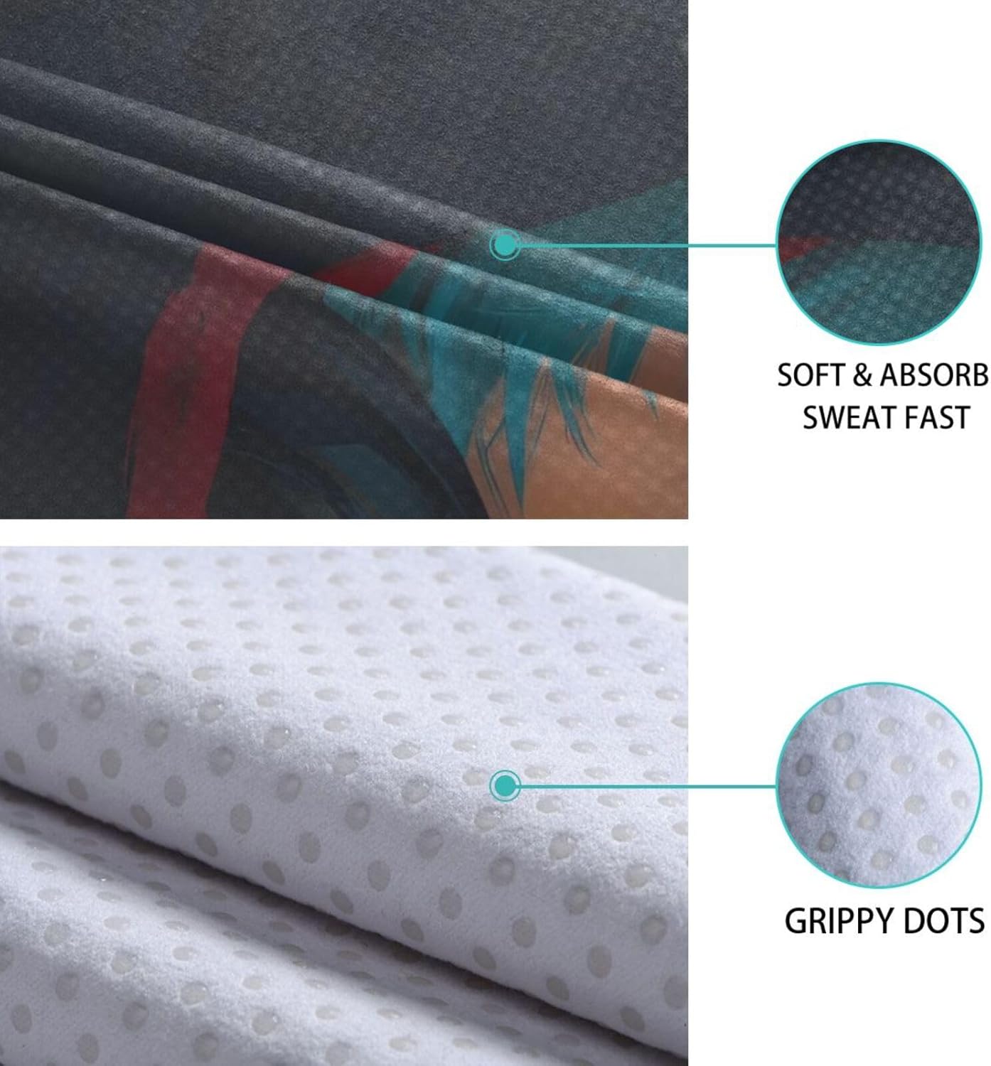 Yoga Mat Towel with Silicone Grip Dot Woman Headphone Street – 73"x27" Non-Slip Sweat Absorbent Microfiber Yoga Towel for Home Gym Studio