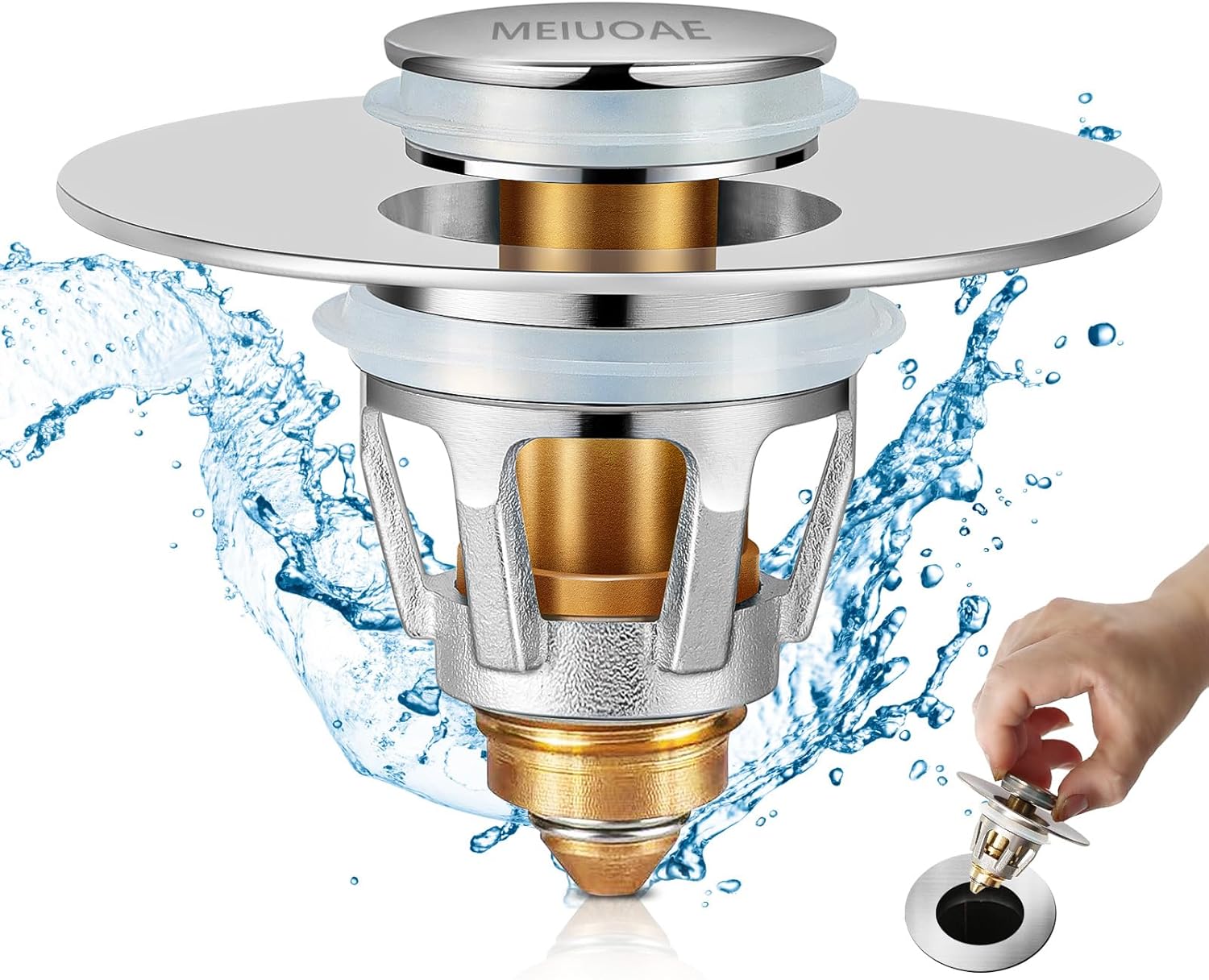 Amazon.com: MEIUOAE Bathroom Sink Stopper，pop up Sink Drain Stopper，Bounce Washbasin Sink ...