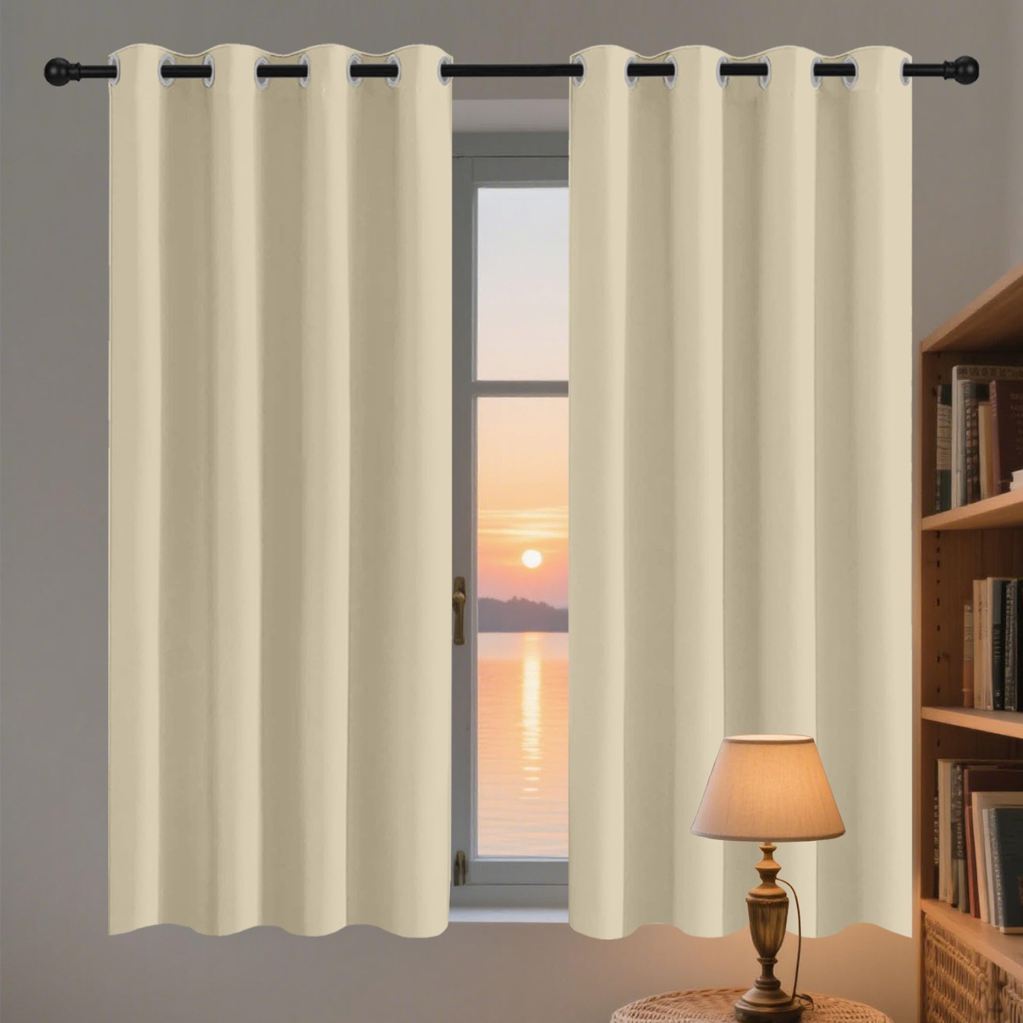 Rideau occultant anti froid et chaleur 196x190 cm satiné à oeillets pour salon