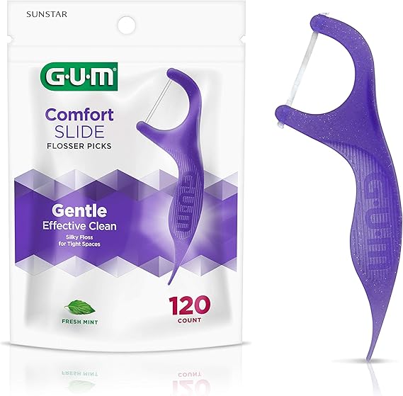 GUM887VE Comfort Slide Flossers for Tight Spaces, Fresh Mint, Dental