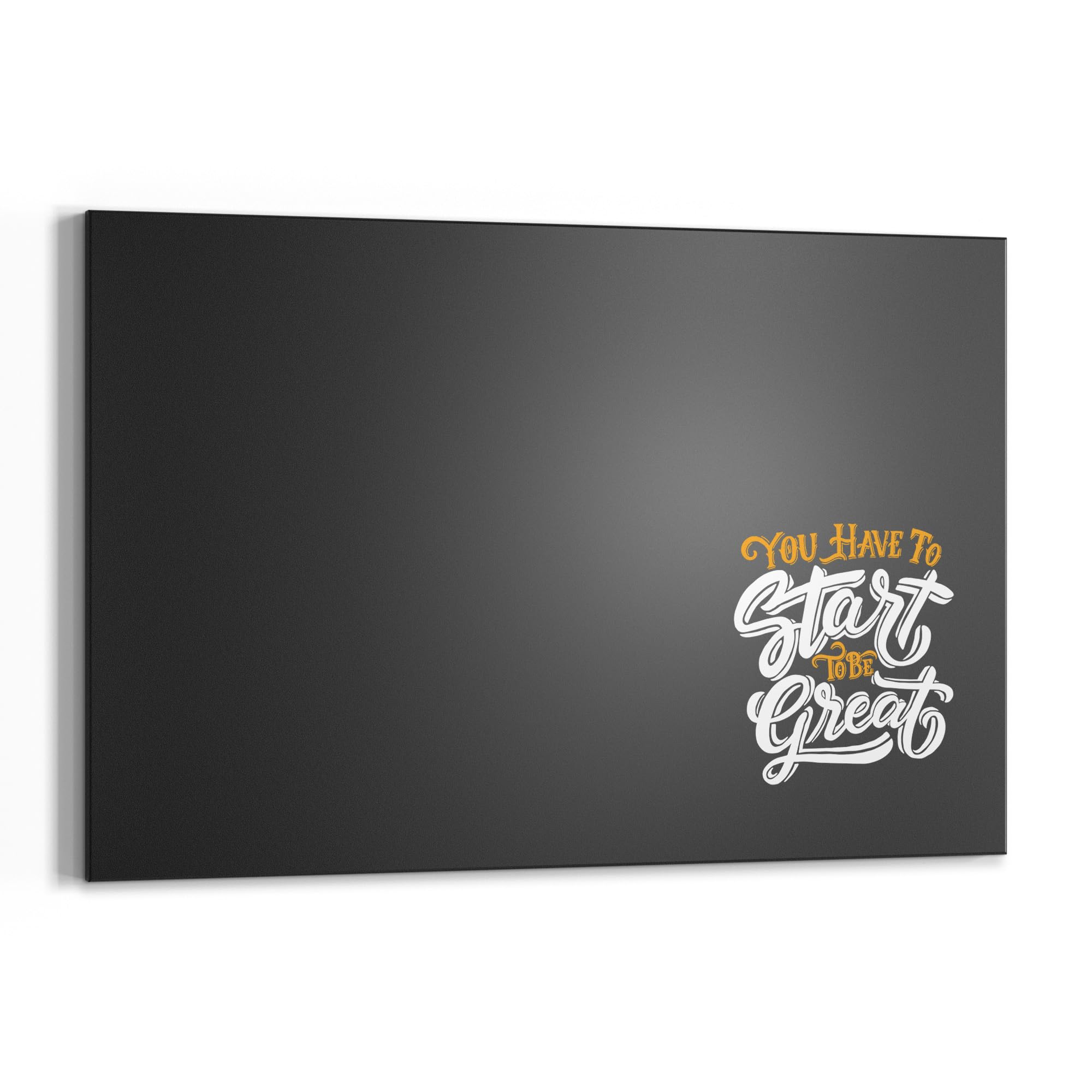 DEQORI Magnetyczna tablica do pisania kredą z nadrukiem UV | motyw "Ohne Start keine Ziel" | prostokątna tablica o wymiarach 90 x 60 cm | metalowa tablica kredowa do pisania – dekoracja ścienna do