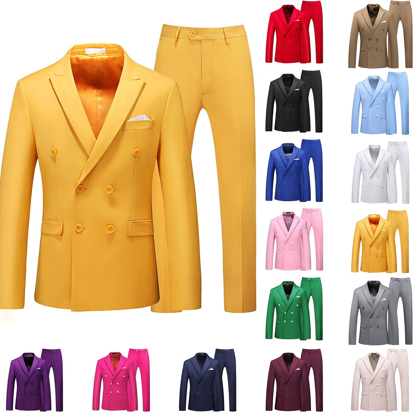 MJGkhiy Vestito Uomo Elegante Completo Slim Fit Blazer E Pantaloni Abiti Da Cerimonia Formale Uniforme Abito Da Sposa Bottoni Abiti Da Lavoro Smoking 2 Pezzi Wedding Dinner Tuxedo Festa Suit