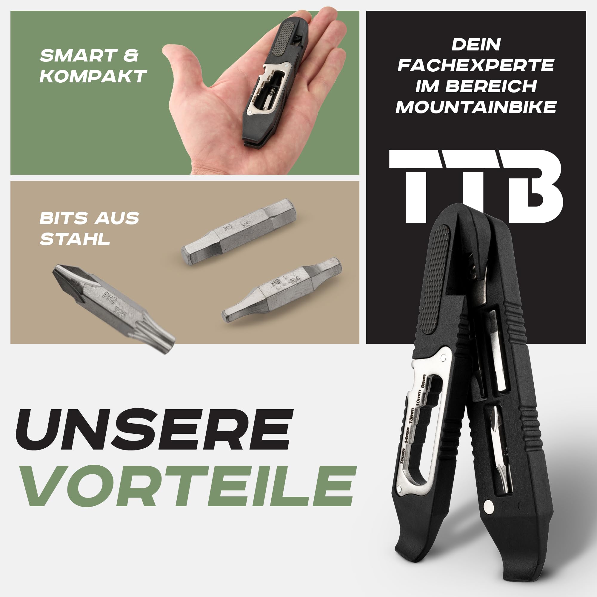 TTB - Herramienta multiherramienta para bicicleta, incluye desmontador de neumáticos, ultraligero, manejable y pequeño, bicicleta de montaña, deportes al aire libre