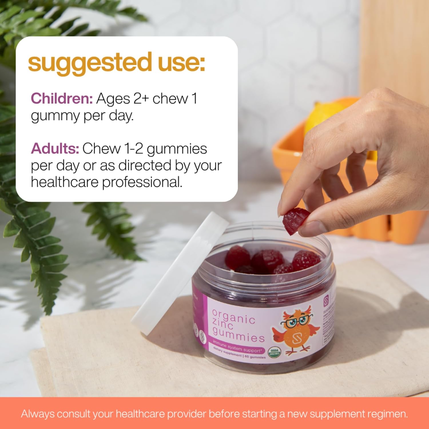 Organic Zinc Gummies by Dr. Ana Maria Temple | Supports Healthy Immune Function & Skin Health | USDA Certified Organic | Gentle, Highly Absorbable Zinc Citrate Form | 60 Gummies