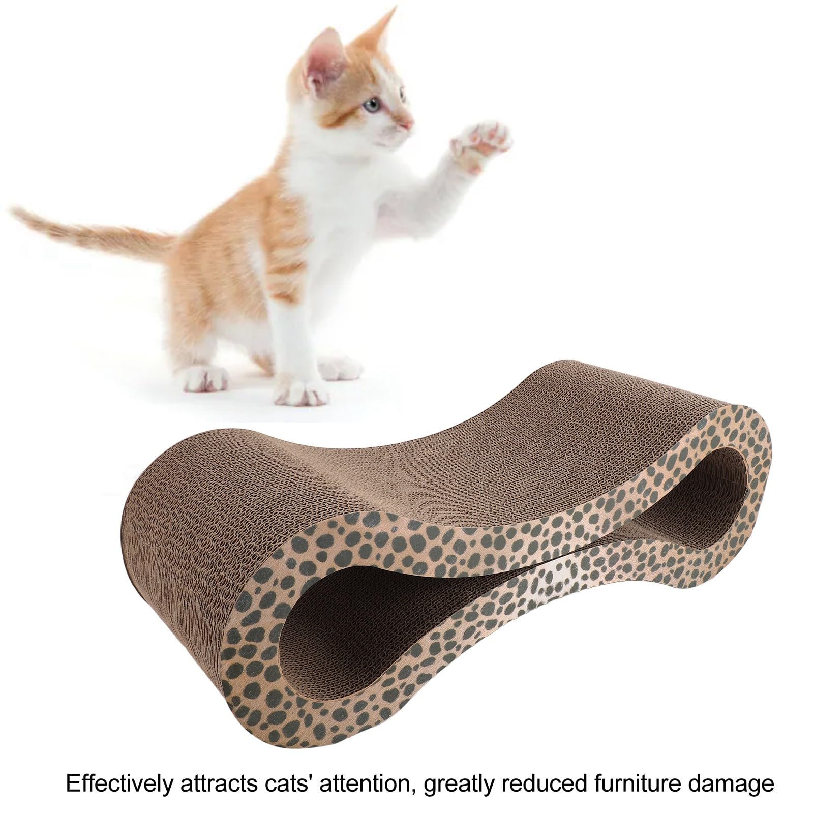 Tiragraffi per Gatti Lounge Protezione per Mobili Letto in Cartone Ondulato per Gatti Tiragraffi Ergonomico Extra Spesso (Colore leopardo)