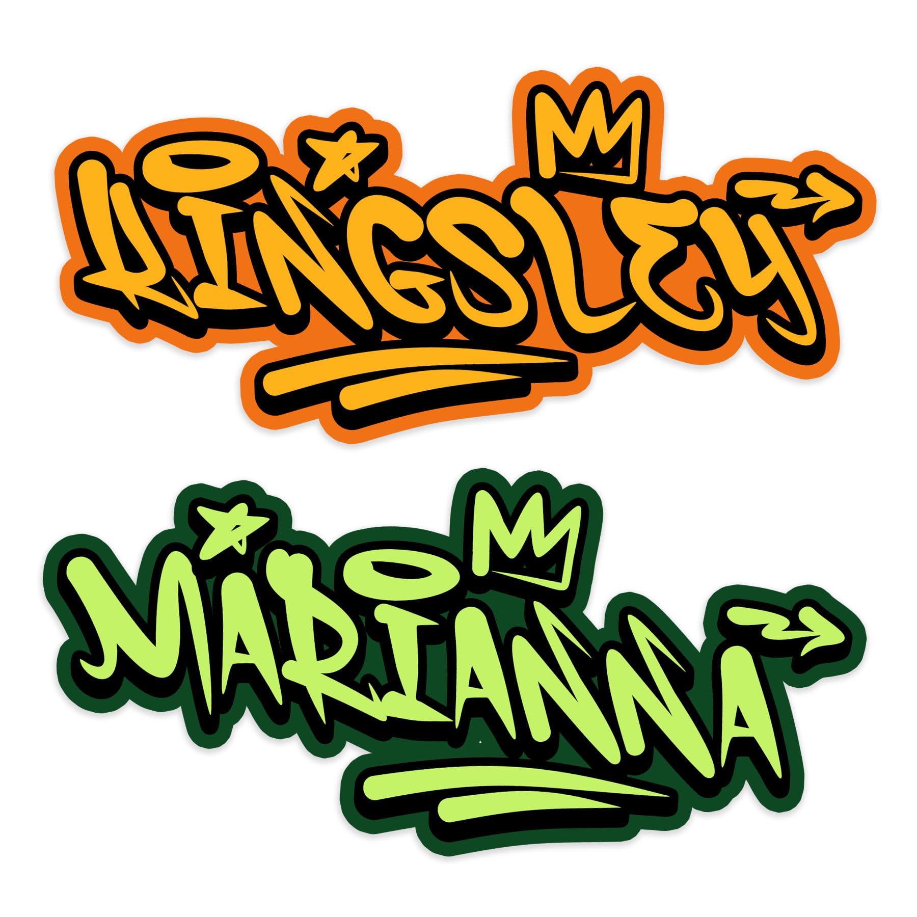 Personalized Custom Font Graffiti Name Decals Street Style Iconic Graffiti Stickers Decals Bedroom, Wall, Window, Door, Watter Bottle, Notebook for